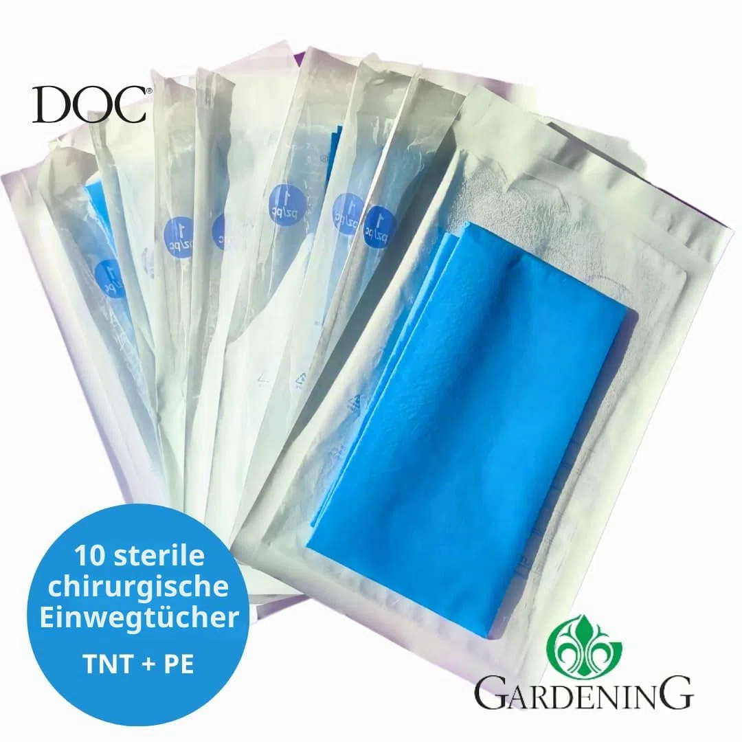 DOC Sterile chirurgische Tücher aus TNT 50 x 50 cm, Packung mit 10 Stück, Einweg-Tuch, wasserdicht, in Verbindung mit TNT + PE, Größe 50 x 50 (10 Stück)