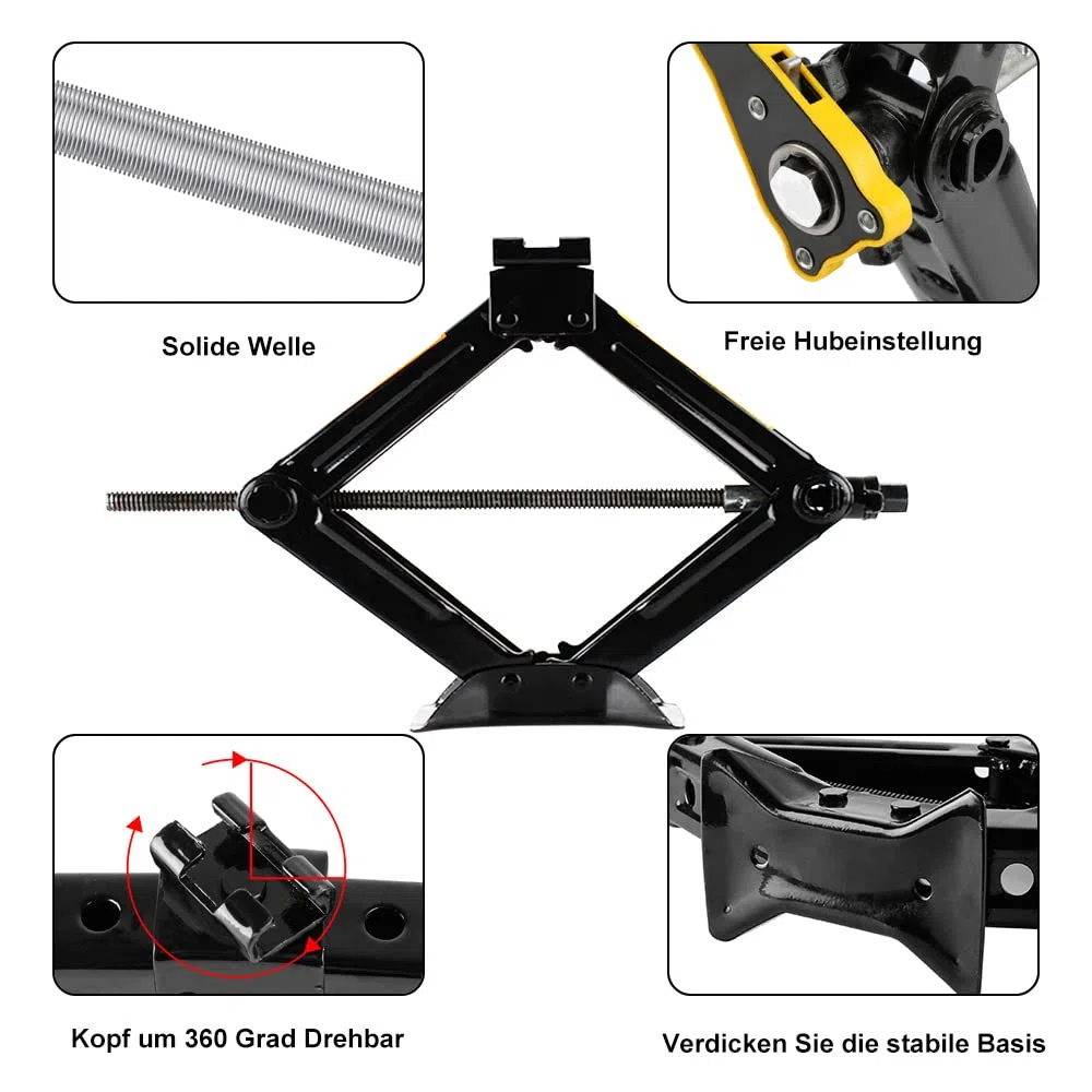Wagenheber Scherenwagenheber Scheren Autoheber Werkzeug Scherenlift Schwarz (Schwarz 1.5T)