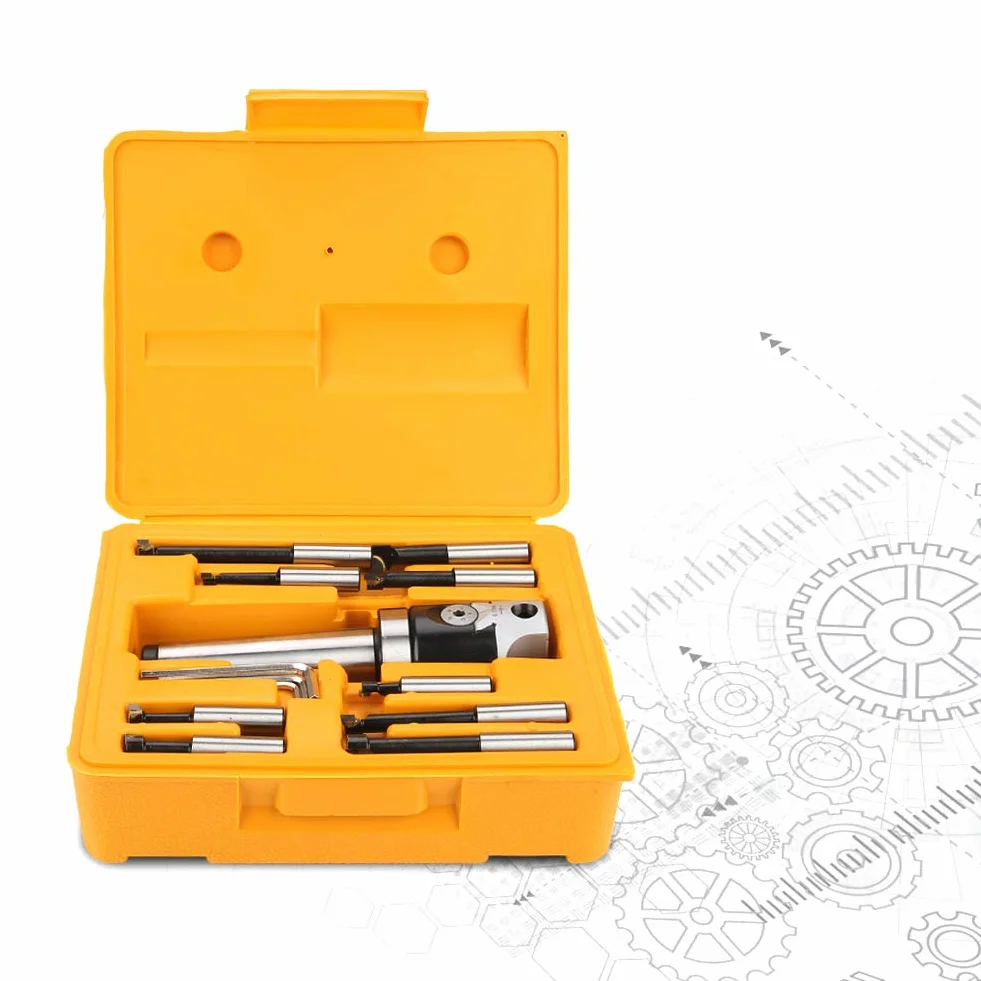MT4-M16 Fräsmaschine Zubehör Set，F1-12mm Bohrlöcher Aufsteckadapter Set，MT4-M16 Aufsteckadapter/Bohrkopf/Bohrstangen/Schlüssel，zur CNC-Maschine