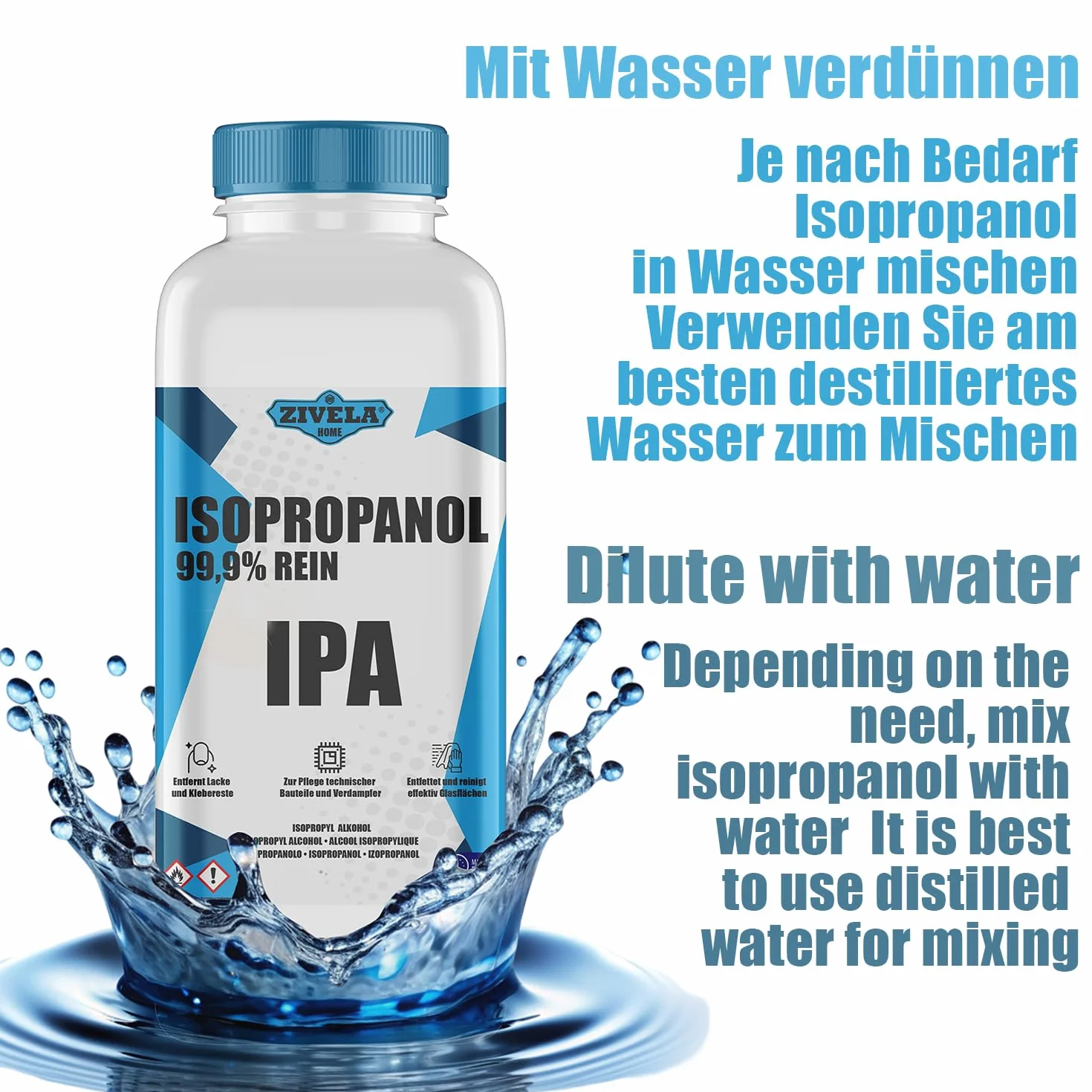 Isopropanol 99,9% 5L IPA für Haushalt und Elektronik Linsen und Bildschirmen