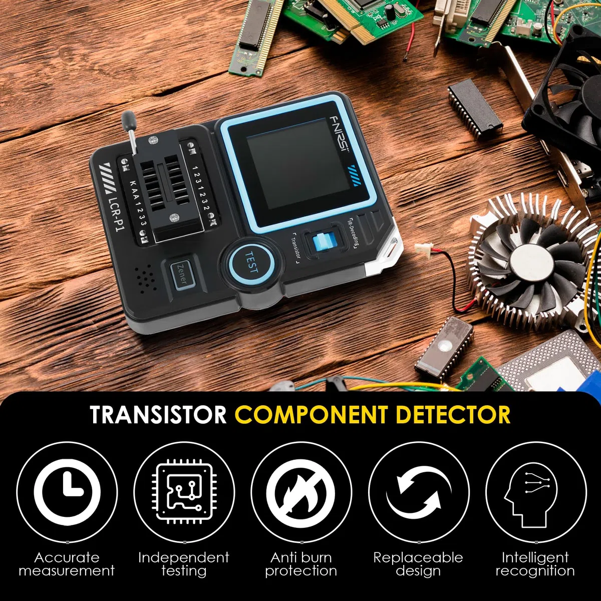 LCR-P1 Transistor Tester Ultra Genau 1,44" Farbbildschirm USB Typ-C Messbaren Bereich von 0,01–32 V Transistor Multifunktionstester 1 Klick Identifizieren LCR Messgerät ESR Unterstützt NRC