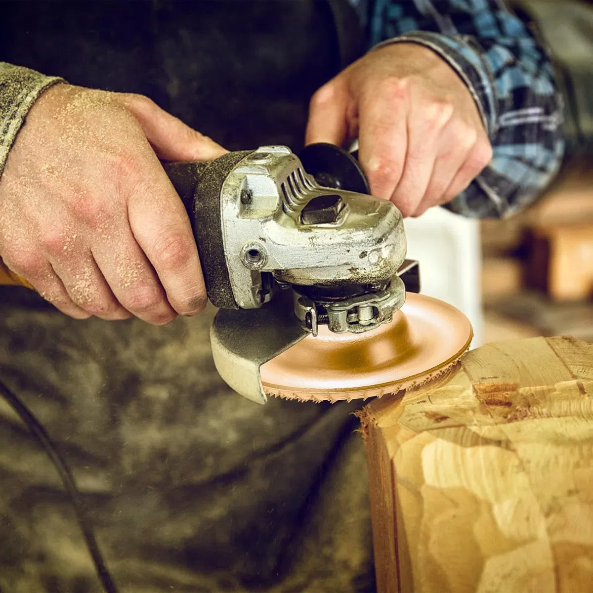 Frässcheibe für Winkelschleifer Holz -100&75 mm Holzschnitzscheibe-115/125mm Winkelschleifer Mit 7/8 Zoll(22 mm) Holz Schleifscheibe Schleifscheiben zum Formen, SchleifenundSchneiden (5PCS-Gold)