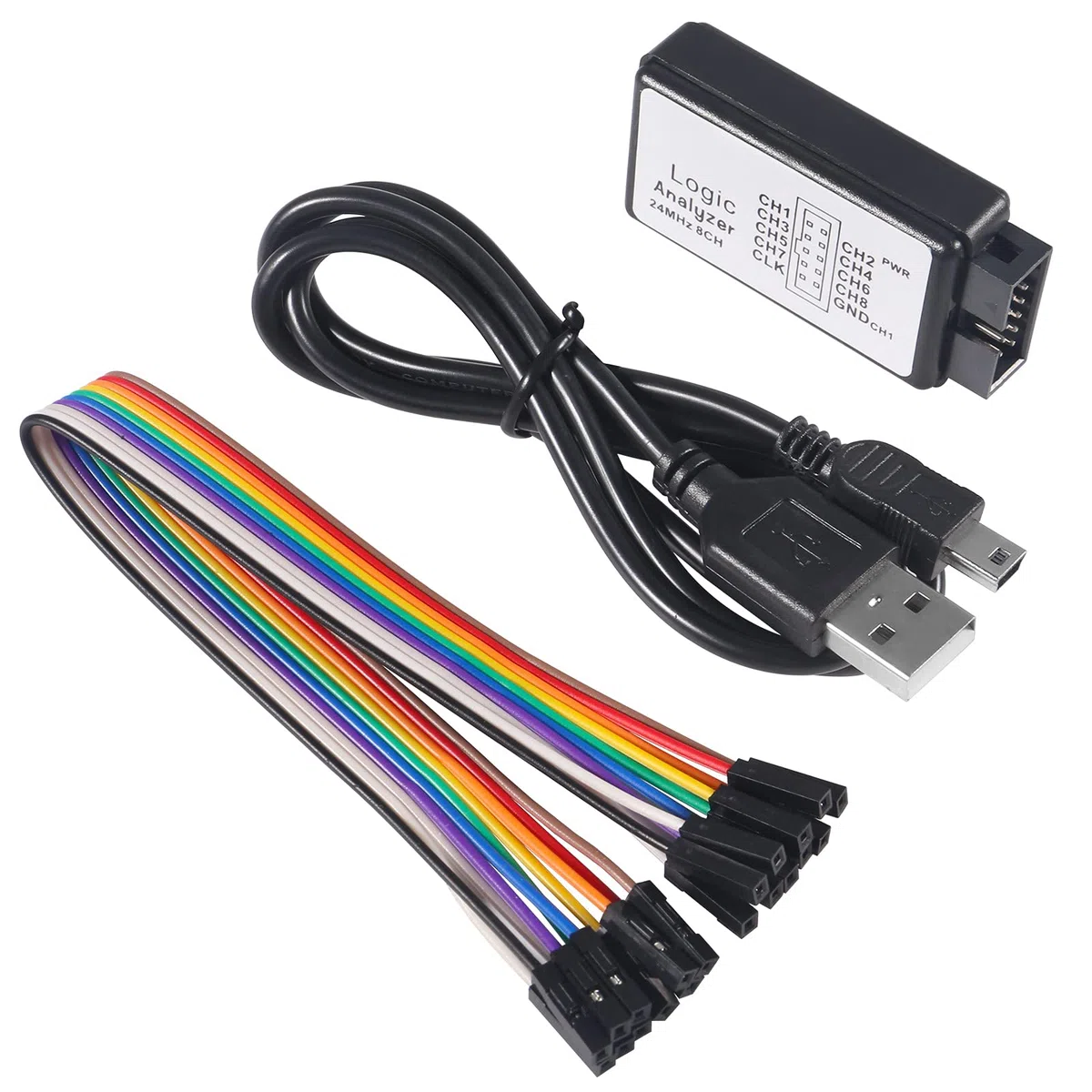 3PCS USB Logic Analyzer Gerät mit USB Kabel 5MHz 24MHz 8CH 8 Kanal UART IIC SPI Debug Logic Analyzer Professioneller Mikrocontroller Gerät Netzwerkanalyse Set für Arduino FPGA ARM M100 SCM