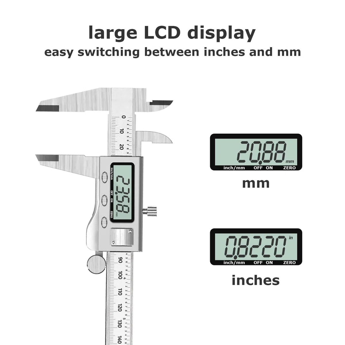 Messschieber Digital Hochpräzise Edelstahl Schieblehre 0-150mm/0-6 Elektronischer Mikrometer-Messschieber Für Innen Außen und Stufenmessungen LED Display Industrielles Testinstrument