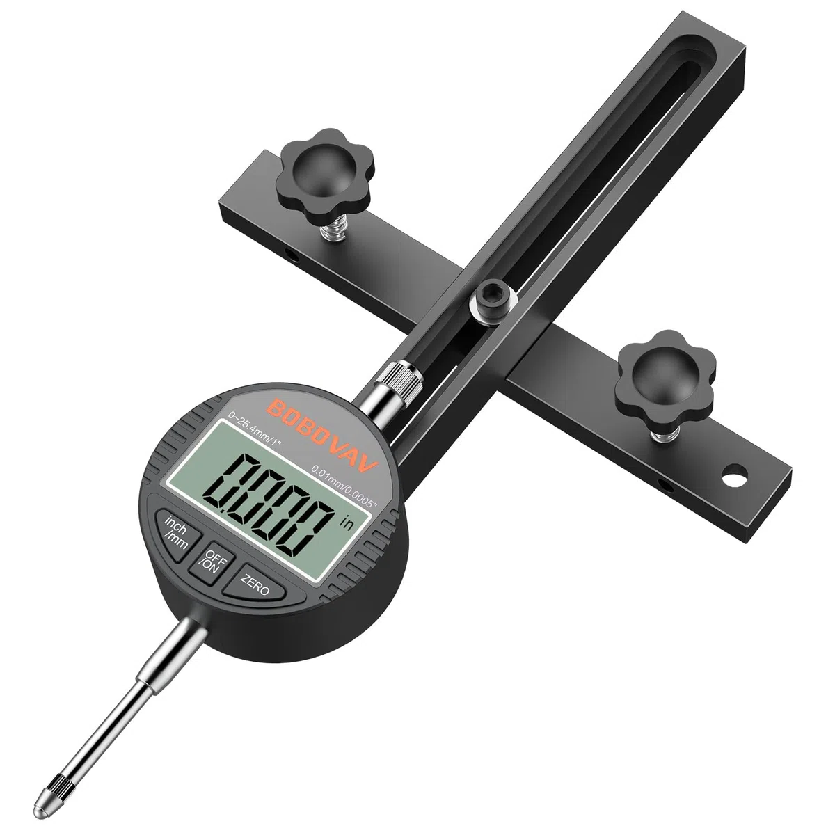 Digital Messuhr für 19mm Tischsäge, 0,01 mm Messwerkzeug mit LCD-Display Metrisch/Zoll, 18cm langer Alu-Schienen, Einstellung von Sägeblatt und Parallelanschlag zum Ausrichten & Kalibrieren