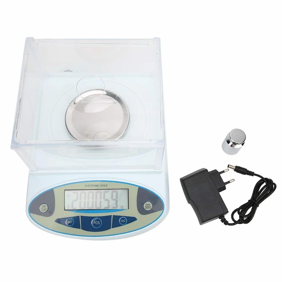 500 x 0,001 g 1 mg Laboranalytische Waage Digitale elektronische Waage Schmuckwaage mit 1 200 g(EU)