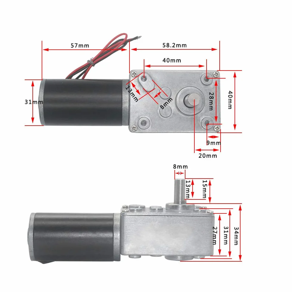 DC 24 V Turbo-Schneckengetriebemotor, Umkehrbar, Geschwindigkeitsreduzierung, Elektrischer Getriebemotor, 8 Mm Welle(20RPM)