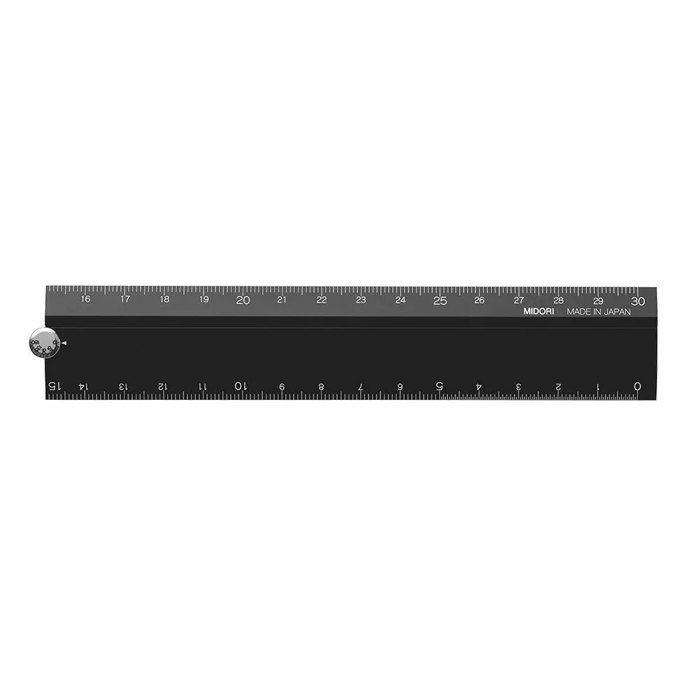 Midori Multi Aluminium-Lineal, 30 cm, Schwarz (42254006)