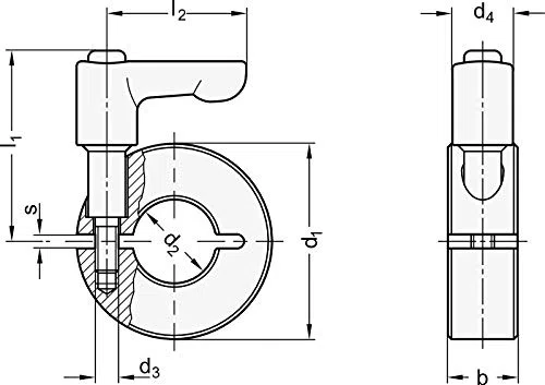 Stahl-Stellring, geschlitzt, mit Klemmhebel, Innendurchmesser 25mm