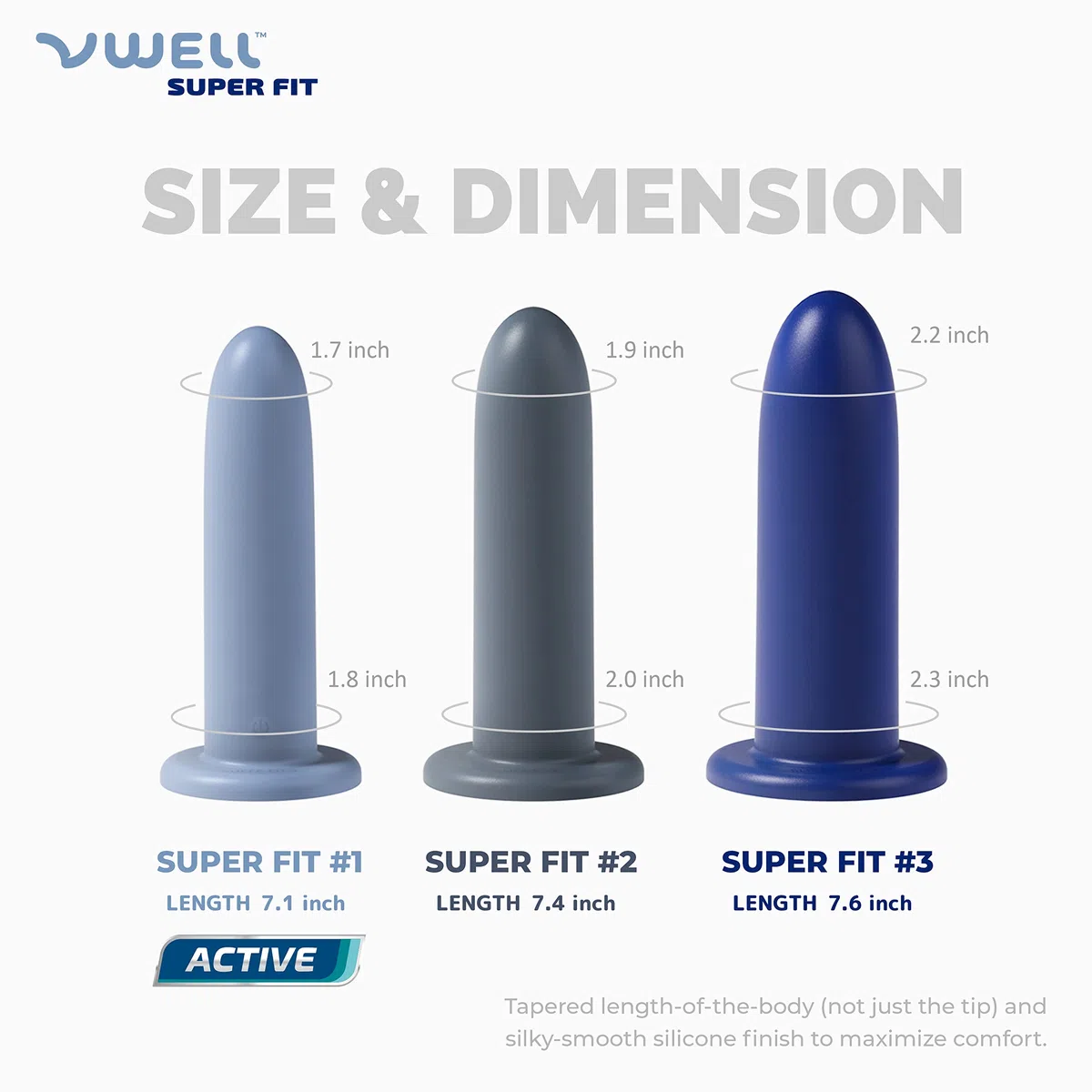 VWELL Super FIT Extra Large XL Silikon-Beckenboden-Dilatator-Trainer-Trainer-Set mit Active-Technologie (3-Kit-System)