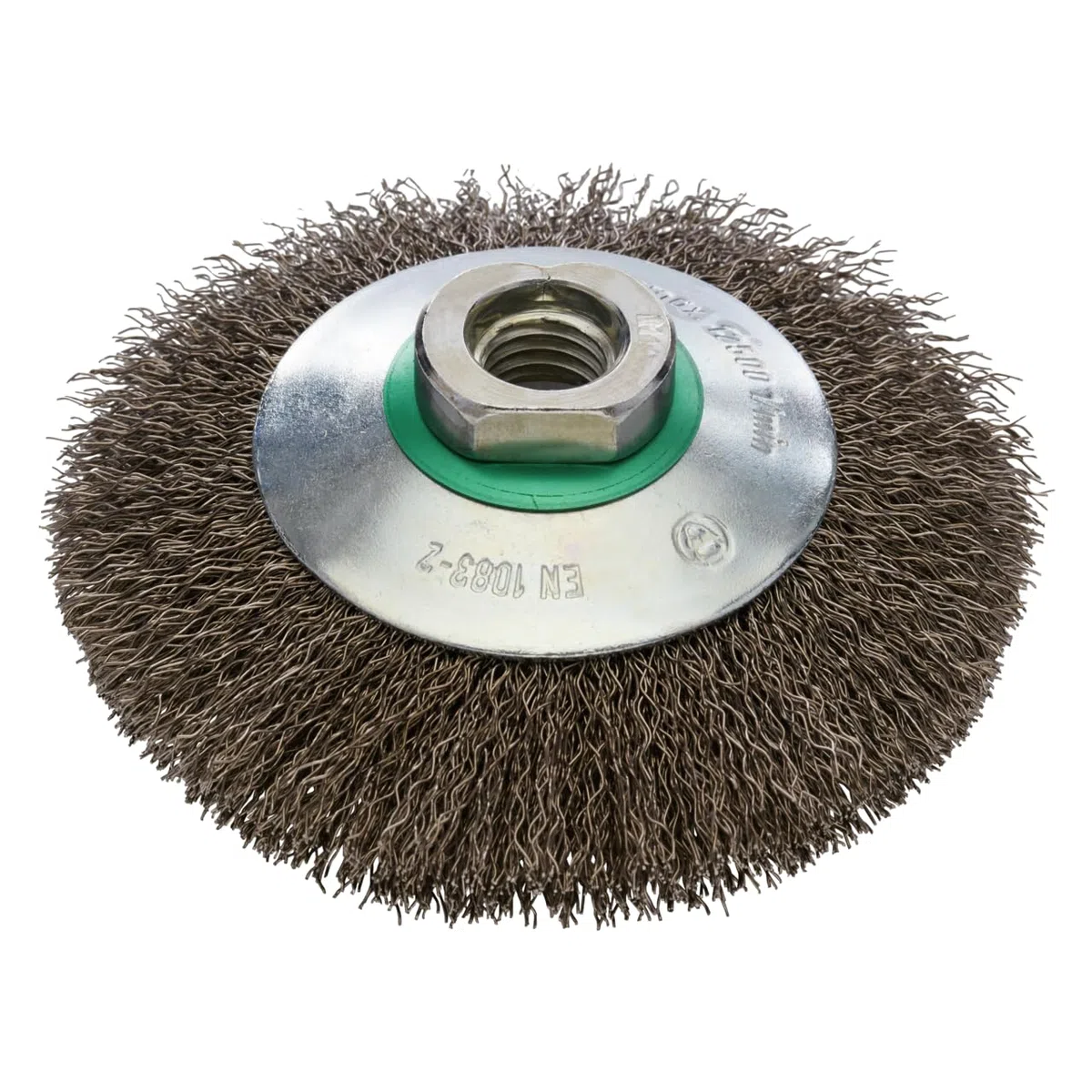 RHODIUS EKBW | 1x Stück Ø 100 mm Kegelbürste Edelstahl | gewellter Draht 0,3 mm, M14, Drahtbürste Winkelschleifer, Reinigungsbürste, Stahlbürste