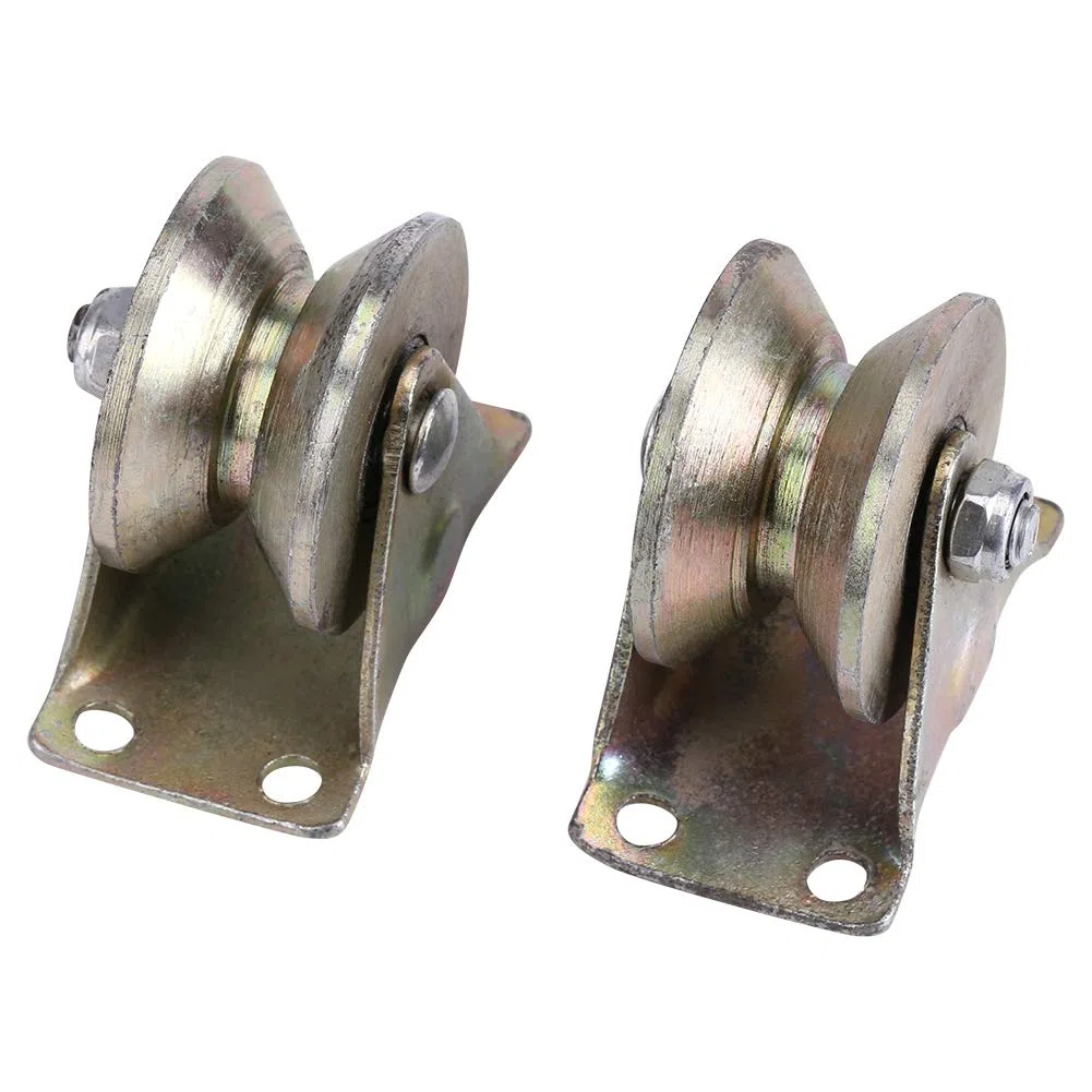 2 Stück V-Typ-Radschiene, Stahl Rillenrad-Gleittorrolle, starre Lenkrollen mit Halterung, Gleittorrolle