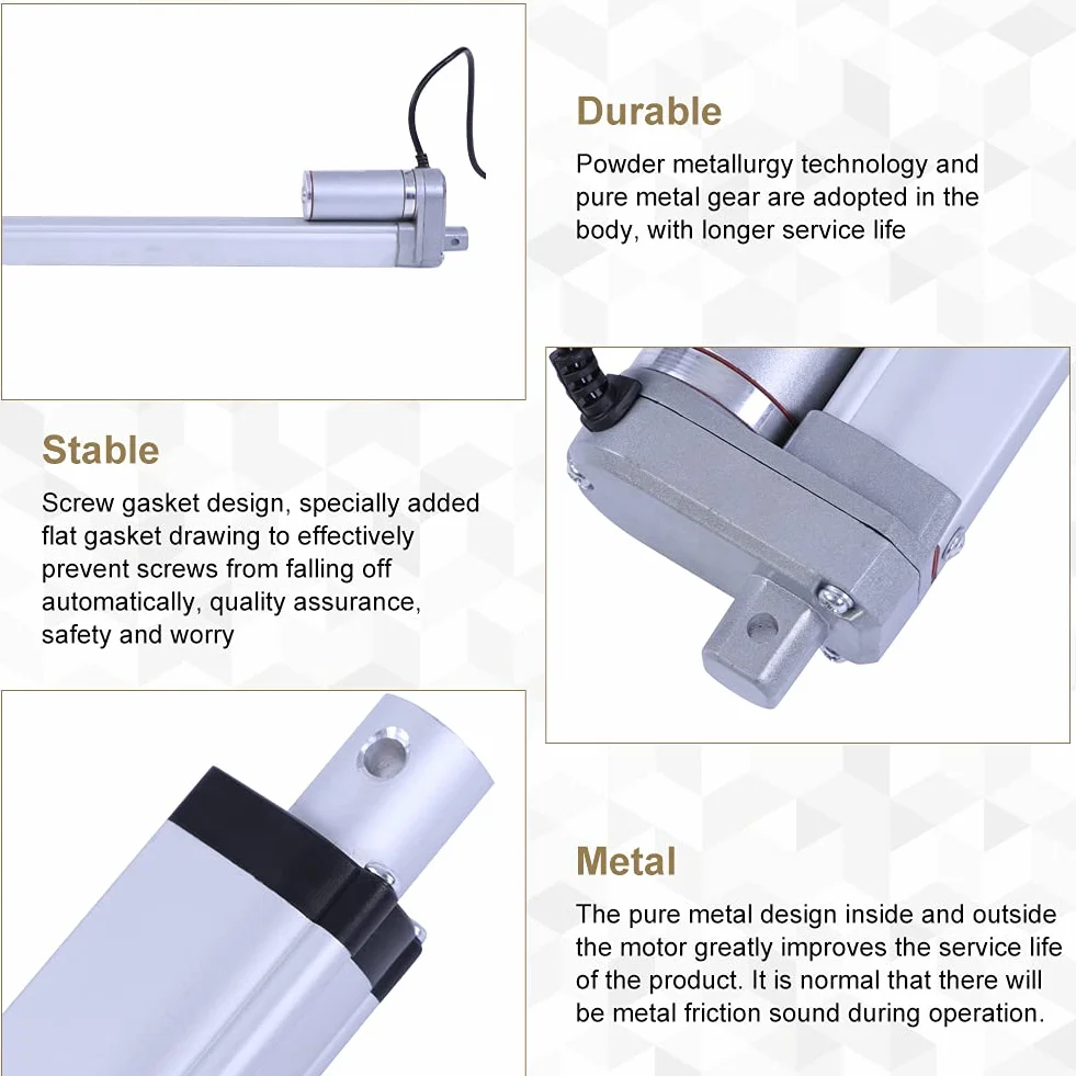 12V Linearaktuator Kraft 1500N Hub 200 mm / 350 mm / 400 mm / 450 mm / 700 mm / 750 mm Linear Actuator Motor Elektromotor Halterung Linearaktuator Motor für Automobile/Medizinische Geräte(700mm)