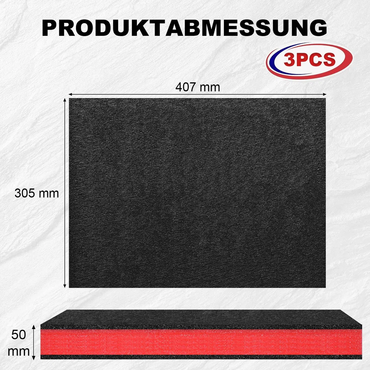 Schaumstoff Zuschnitt 3 Stück, 407 x 305 x 50mm Polyethylenschaumstoff Schaumstoffeinlage Werkzeug Shadow Foam, Schaumstoff Werkzeugeinlage Kamerakoffer Werkzeugkoffer Schaumstoffplatte