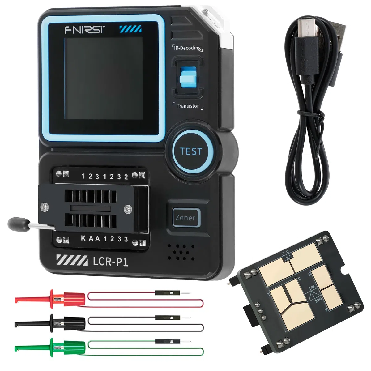 LCR-P1 Transistor Tester Ultra Genau 1,44" Farbbildschirm USB Typ-C Messbaren Bereich von 0,01–32 V Transistor Multifunktionstester 1 Klick Identifizieren LCR Messgerät ESR Unterstützt NRC