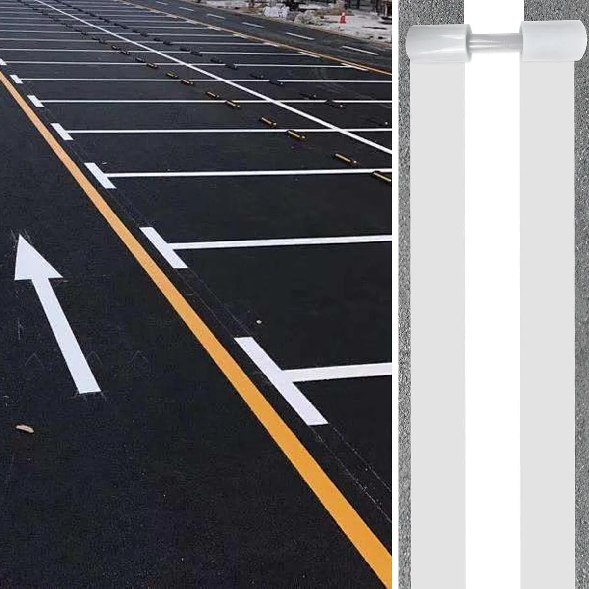 244 x 30 cm Parkplatz-Linien-Schablone, Faltbare Wiederverwendbare Drahtschablone aus Silikon Parkplatzlinienschablone, Tragbar Parkstreifen für Fahrbahnmarkierungen Sportplätze Lagerhallen