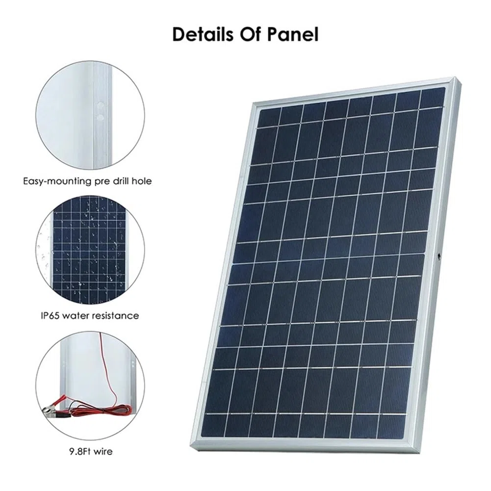 30W Mono Solarpanel Kit 12-V-Solarmodul-Komplettset, 30 W Leistung, Tragbarer Solaranlage, Wiederaufladbarer Solarzellengenerator für Auto RV Marine Boot für Hause