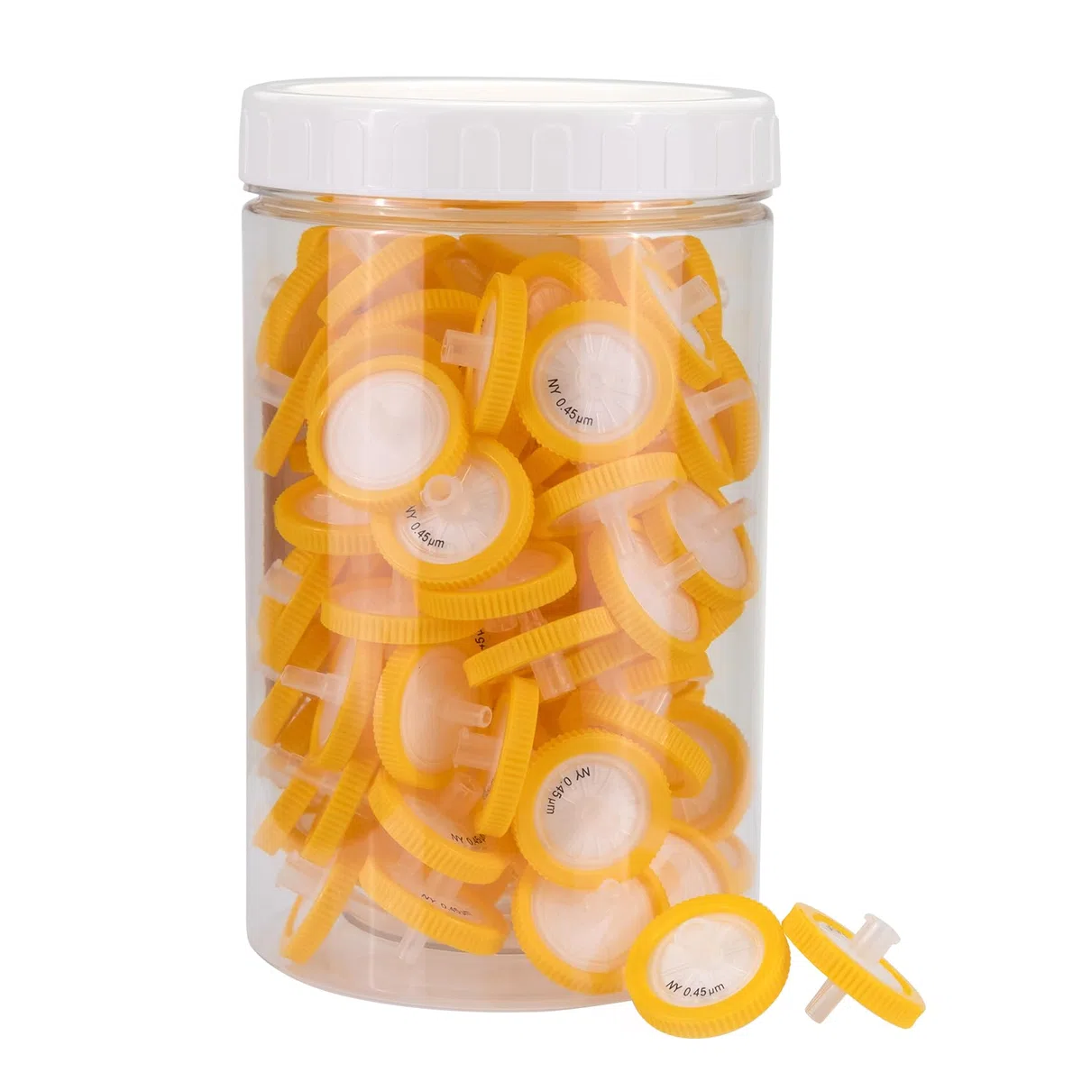 100 Stücke Nylon Spritzenfilter 0,45 μm Porengröße, 25 mm Membran Durchmesser, Labor-spritzenfilter, HPLC und GC spritzenfilter