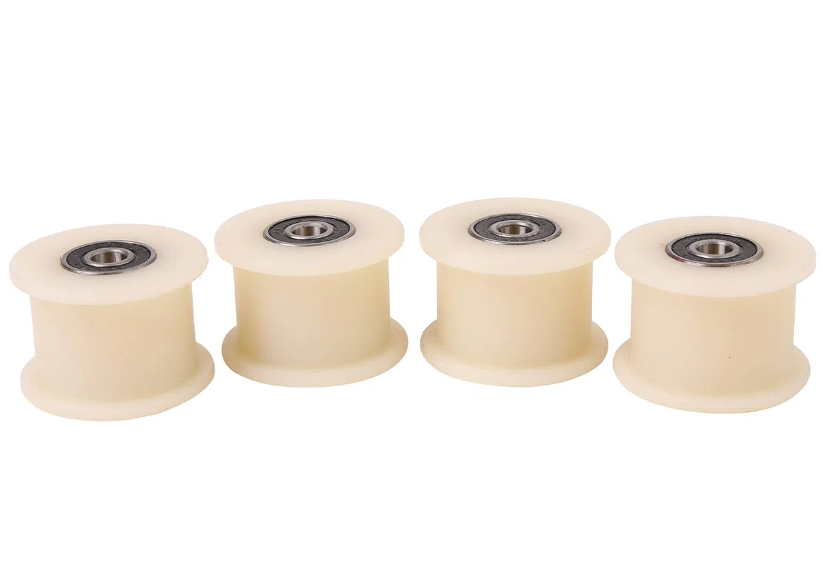 4 Stück Nylon Gurtspanner 45 mm Ø 25 mm Nut 8 mm Lager exakt in der EU gefertigt (45-25-8)
