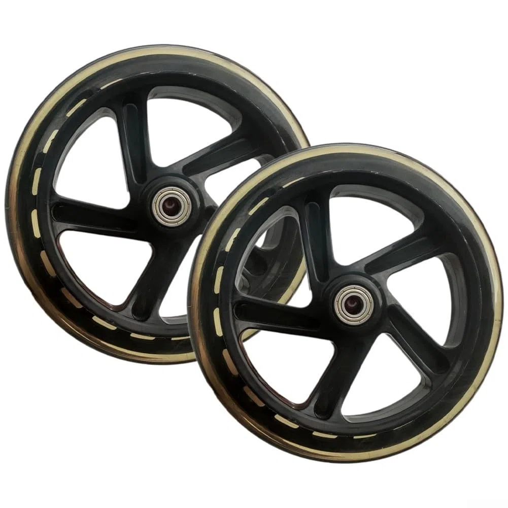 2 Stück PU-Rad für Roller, Rollschuhe und Wagen, hervorragender Griff und langlebige Lager (145 mm x 30 mm transparent)