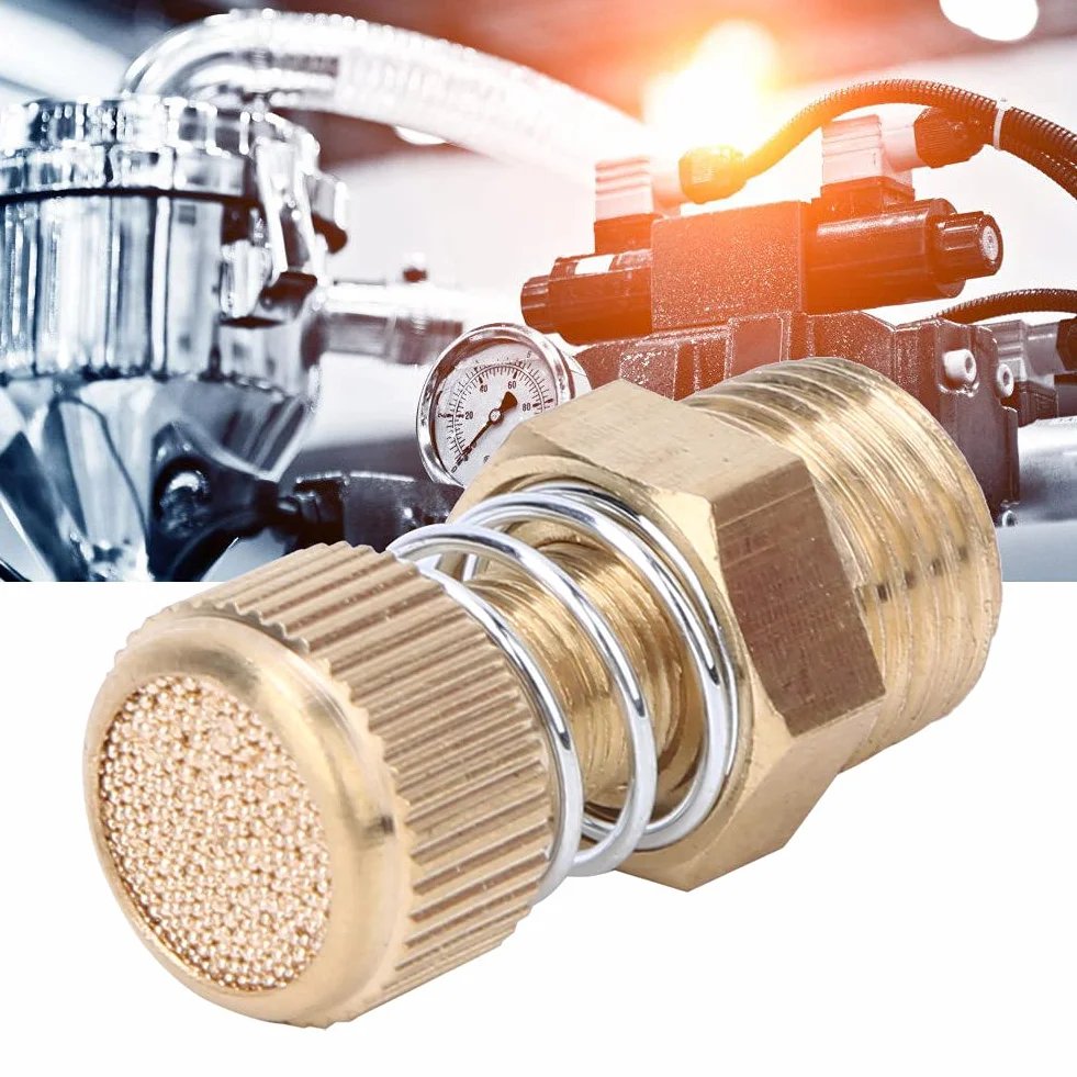 Pneumatischer Schalldämpfer mit Gewinde, 10 Stück, Pneumatischer Schalldämpfer, Messing, BSPT-Außengewinde, Magnetventil, Schalldämpfer (1/4)