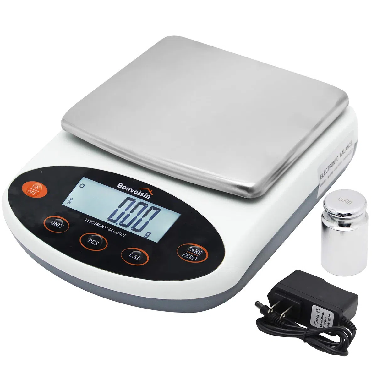Bonvoisin Präzisionswaage, 0,01 g, 200–5000 g, analytisches Labor, elektronische Waage, wissenschaftliche Waage, 10 mg Lesbarkeit, kalibriert und direkt ablesbar (1000 g, 0,01 g)