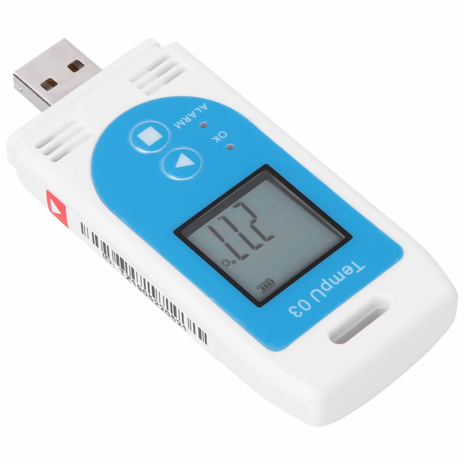 Datenlogger für Temperatur und Luftfeuchtigkeit, USB-Modell 32000 Punkte mit LCD-Anzeige, PDF-Bericht/CSV-Datei
