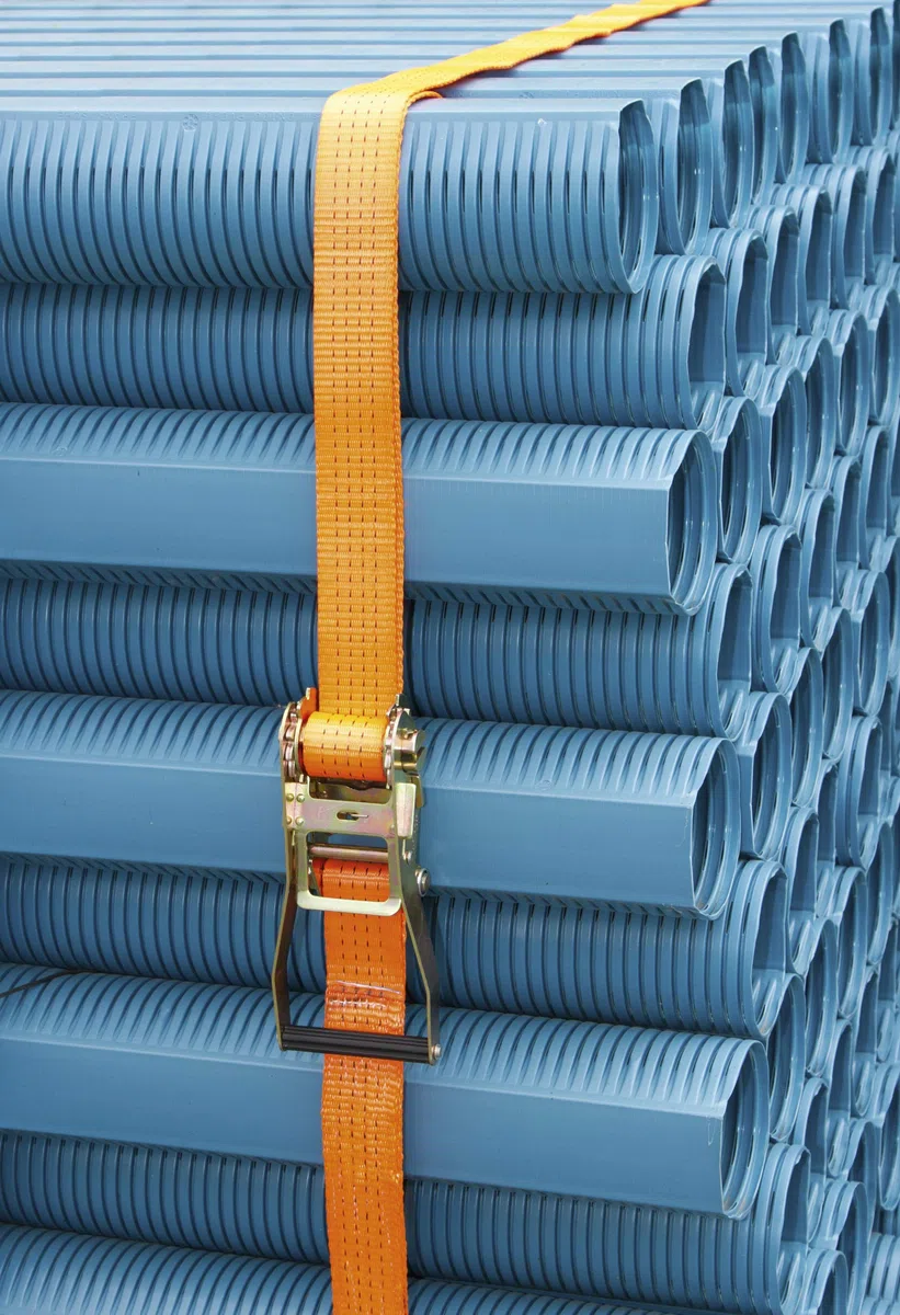 Kerbl works Ratschenzurrgurt mit Spitzhaken, Spanngurt, 2-teilig, orange, 15 m x 50 mm, Polyestergewebe, Vorspannkraft 280 daN, GS-geprüft