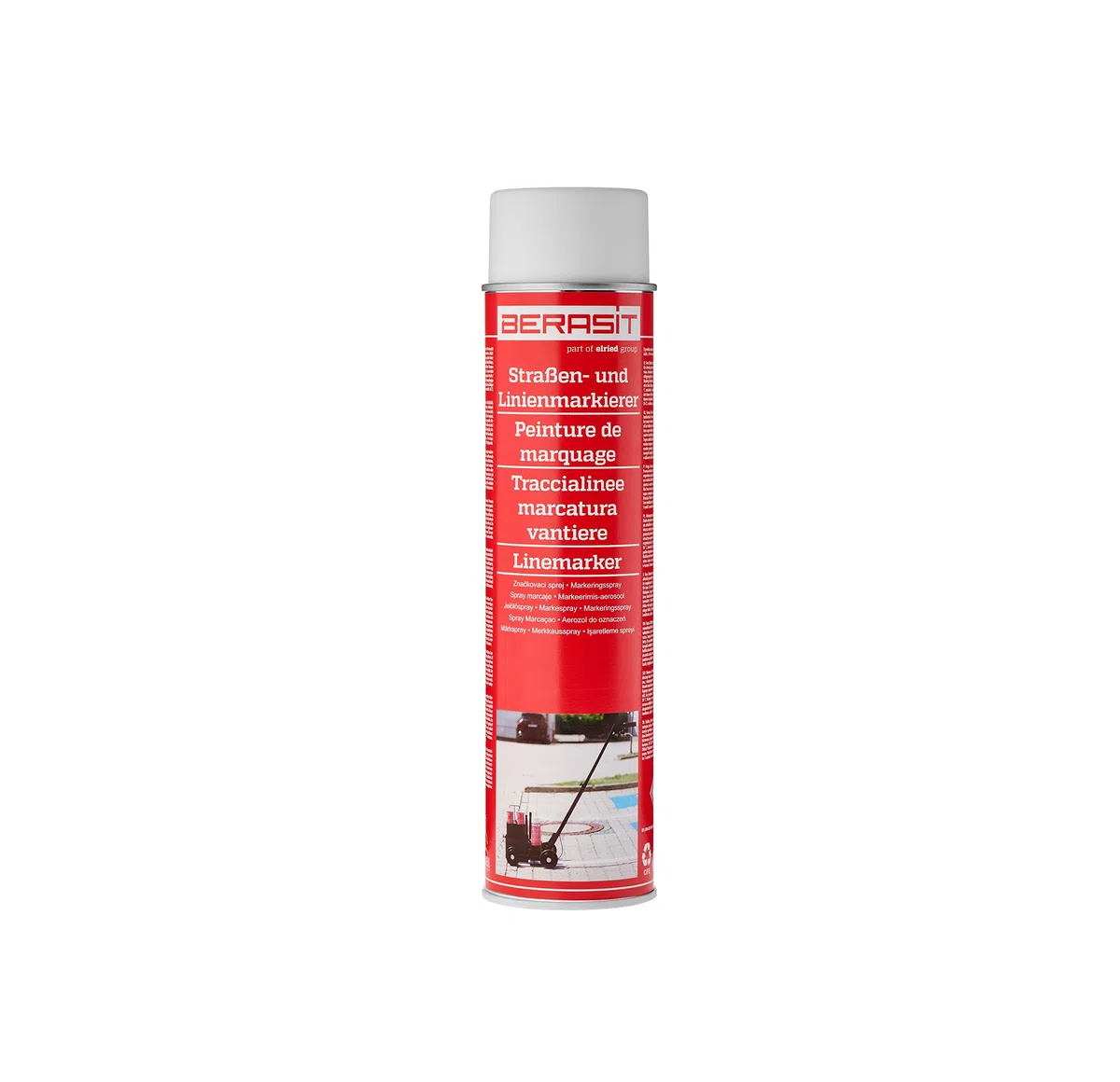 Markierungsspray Bodenmarkierung, professioneller Straßen- und Linienmarkierer, wetterbeständig, schnell trocknend, 600 ml, Versandeinheit=12 Dosen (weiß)