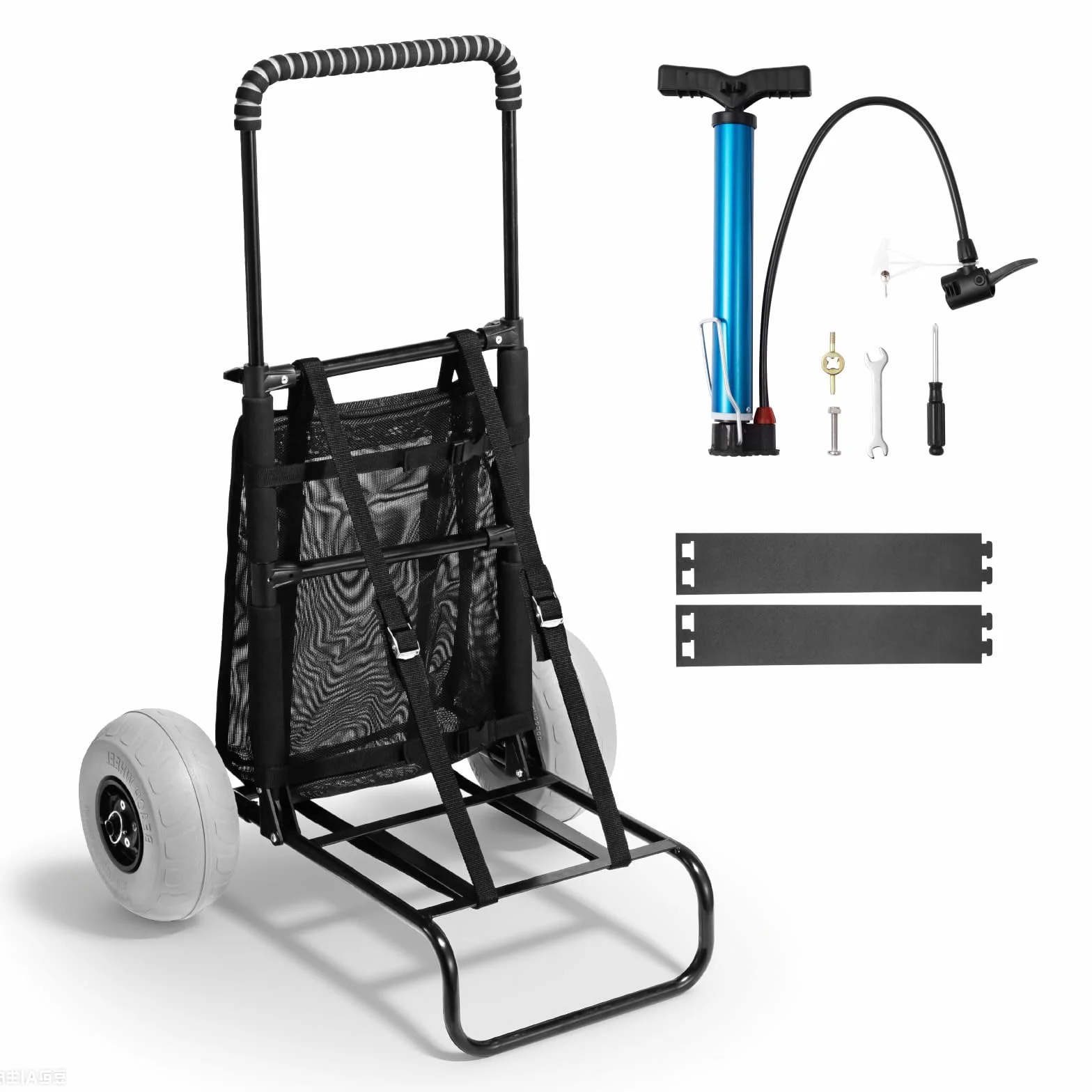 VEVOR Strandwagen Bollerwagen Transportkarre Transportwagen 13 Zoll(33 cm) Strandkarre faltbar 75 kg Tragfähigkeit mit 14 x 14,7 Zoll Ladefläche / 2 TPU-Räder/Handpumpe, Camping Garten Strand