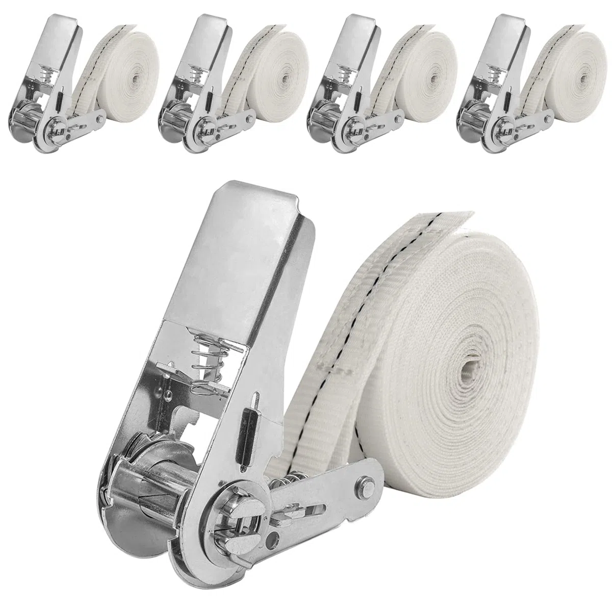 NIUXX 4 Stück 6m Spanngurte mit Ratsche, Ratschengurte Zurrgurte 25mm, Belastung 800 kg, Extrem robuste Zurrgurte für Ladungssicherung, weiß