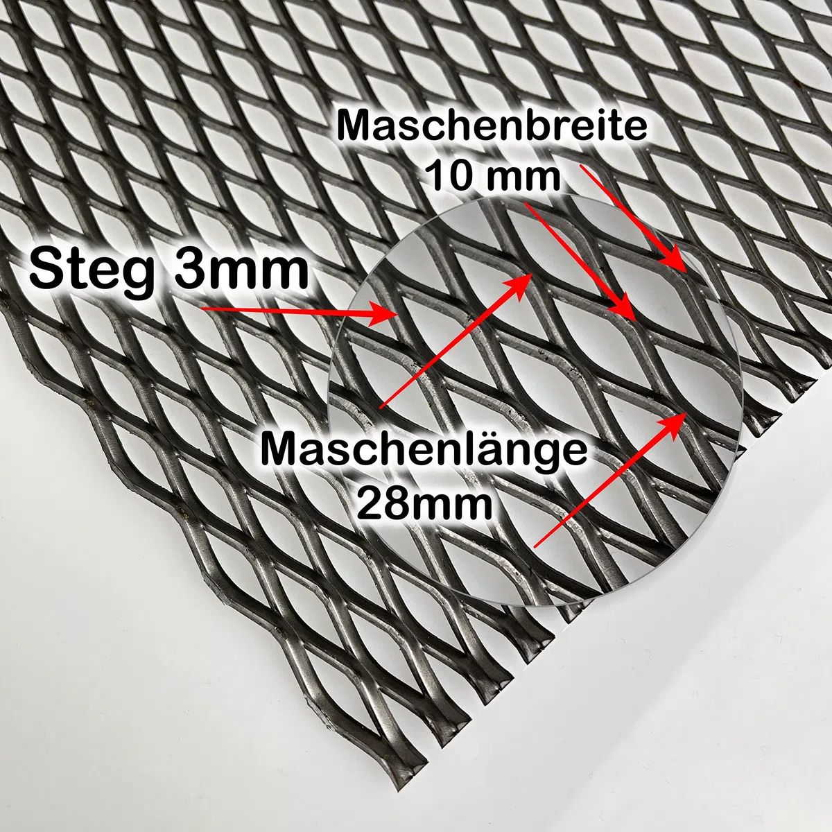 Stahl blank Streckgitter Stahl DC01 MW 28 x 10 x 3 x2 Streckmetall Gitter 2,0mm dick Drahtgitter Zuschnitt nach Maß (1000 mm, 200 mm)