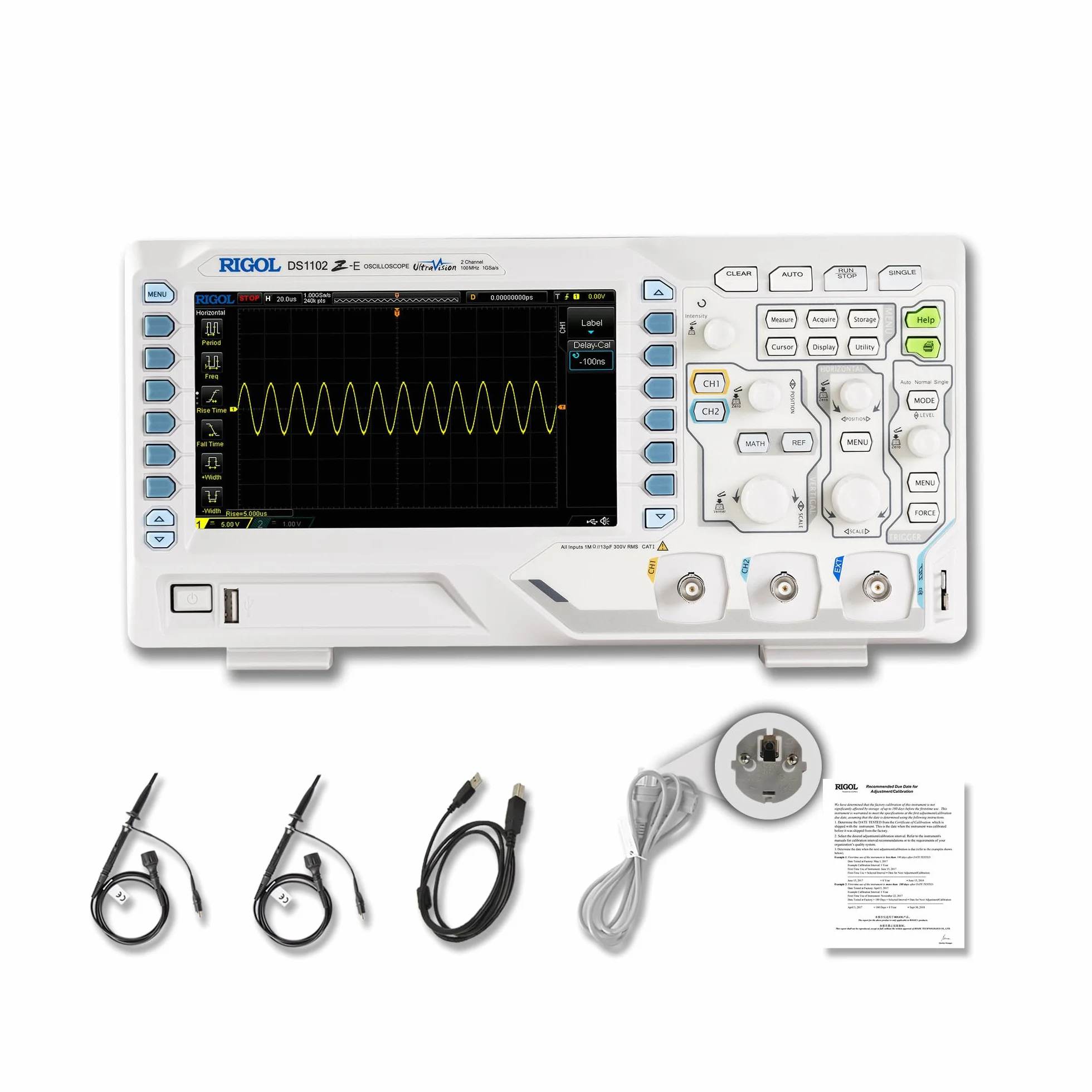 RIGOL Oszilloskop,DS1102Z-E Labor-Oszilloskop,100MHz, 2 Analogkanäle+EXT, 7-Zoll TFT-Display,Unterstützt Wellenformaufzeichnung und -wiedergabe.,Für Entwicklung,Reparatur und Laborschulungen