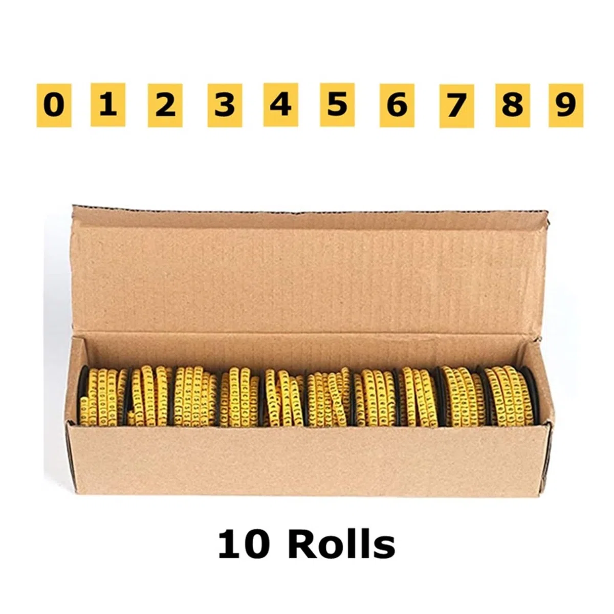 Kabelmarkierung 10 Rollen Draht Kabelmarkierer Kabelschlauch PVC Nummer 0-9(1.5mm)