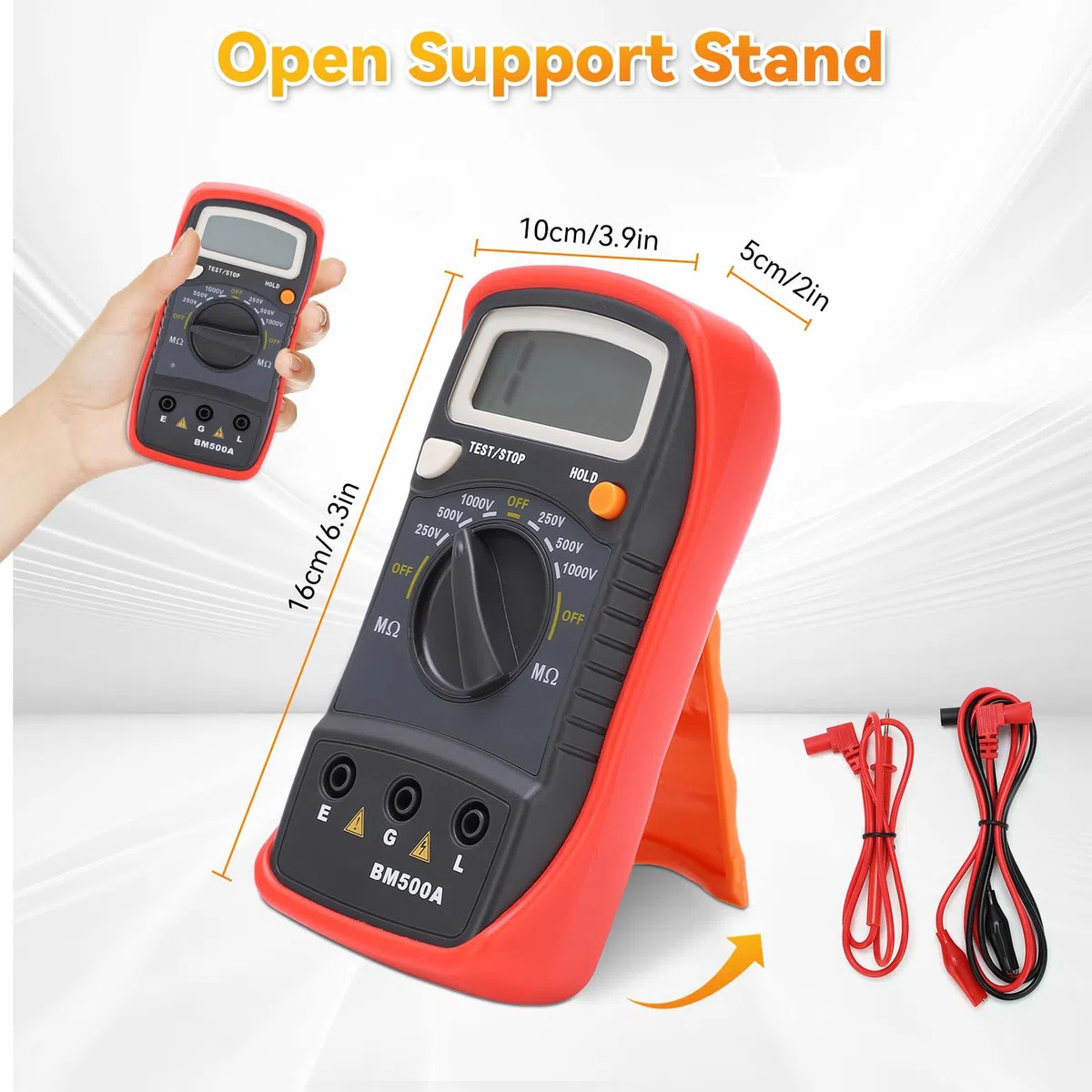 Megohmmeter, Isolationstester, LCD-Digital-Megaohmmeter, BM500a 1000 V Digitaler Widerstandstester, Isolationswiderstandsmesser Megohm-Messgerät Für Wartung Und Prüfung Elektrischer Geräte, Megao