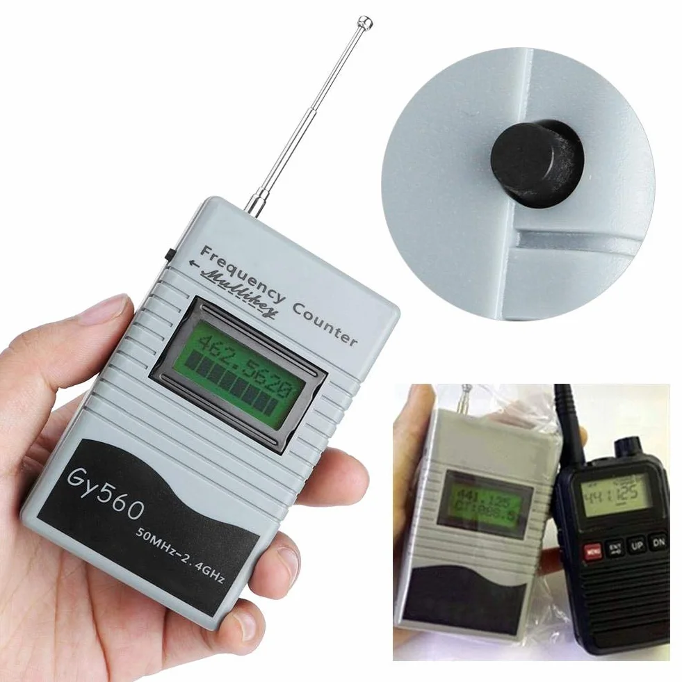 Qiilu Tragbarer Frequenzzähler, GY560 50 MHz bis 2,4 GHz Tragbarer Frequenzzähler Zweiwege-Hochfrequenzmessgerät für Auto-Boote