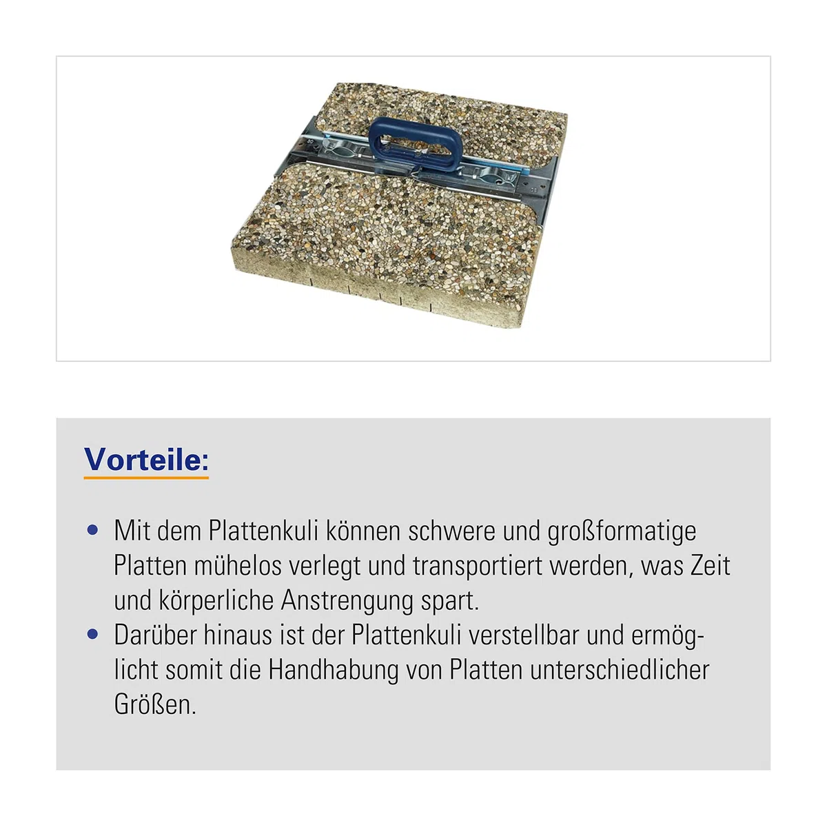 Karl Dahm Plattenkuli I Plattenheber für Platten von 30 bis 50cm I Praktischer Gehwegplatten Heber I Plattenheber Terrassenplatten I Hebehilfe – 10751