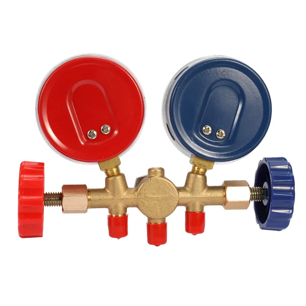 Weytoll Kältemittel Befüllung Schlauch, Kältemittel Manometer mit Schlauch und Haken, Auto AC Kältemittelaufladung Druckuhr-Armatur für Klimaanlagenprüfung, -20 ℃ bis 60 ℃ R12, R22, R404A,R134A