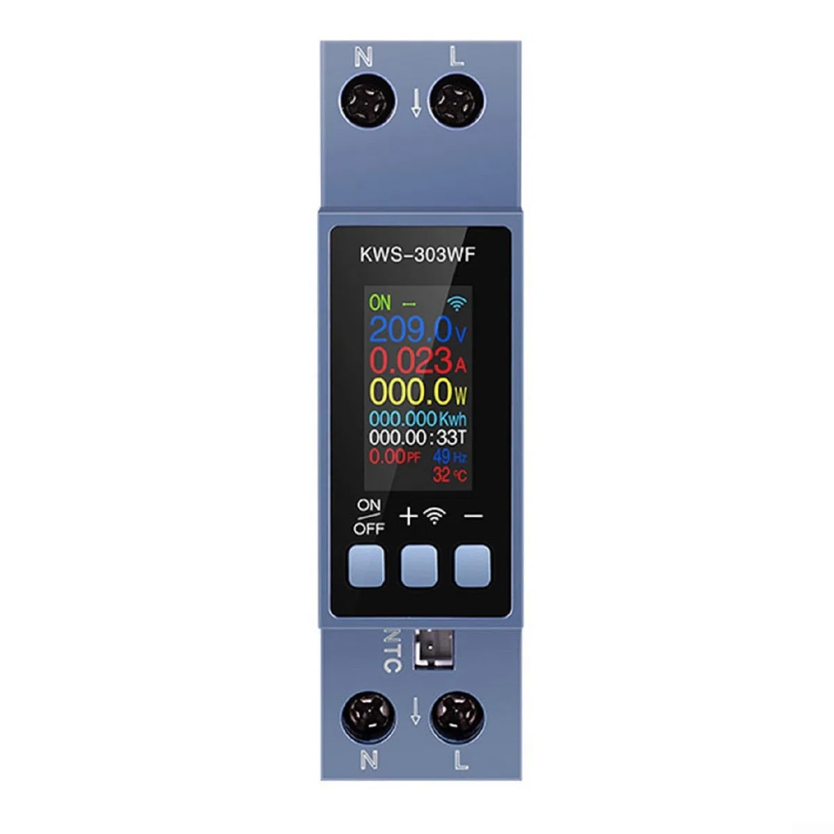 KWS-303WF WLAN DIN Hutschienen Stromzähler 40A, Multifunktionaler Spannungs- Und Strommesser Mit HD Farbdisplay, Fernsteuerung Per App, Energieverbrauchsanzeige, Überlastschutz