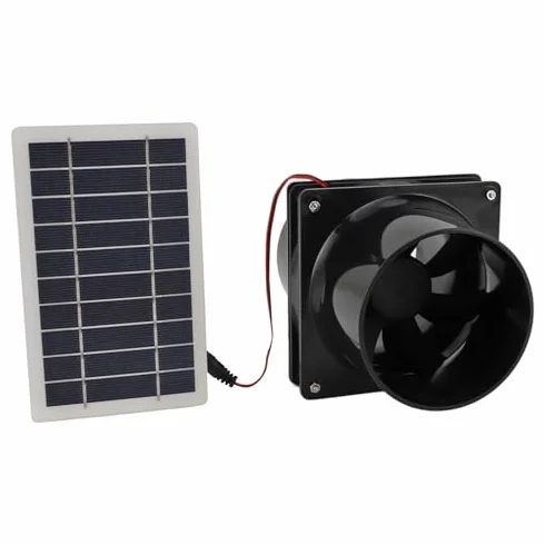 Haofy 10 W 12 V Solarbetriebener Abluftventilator, Solar-Entlüftungsventilator, ABS-Solarpanel-Ventilator-Set für Runde Rohre für Haustierhaus, Hühnerstall, Wohnmobil, Gewächshaus