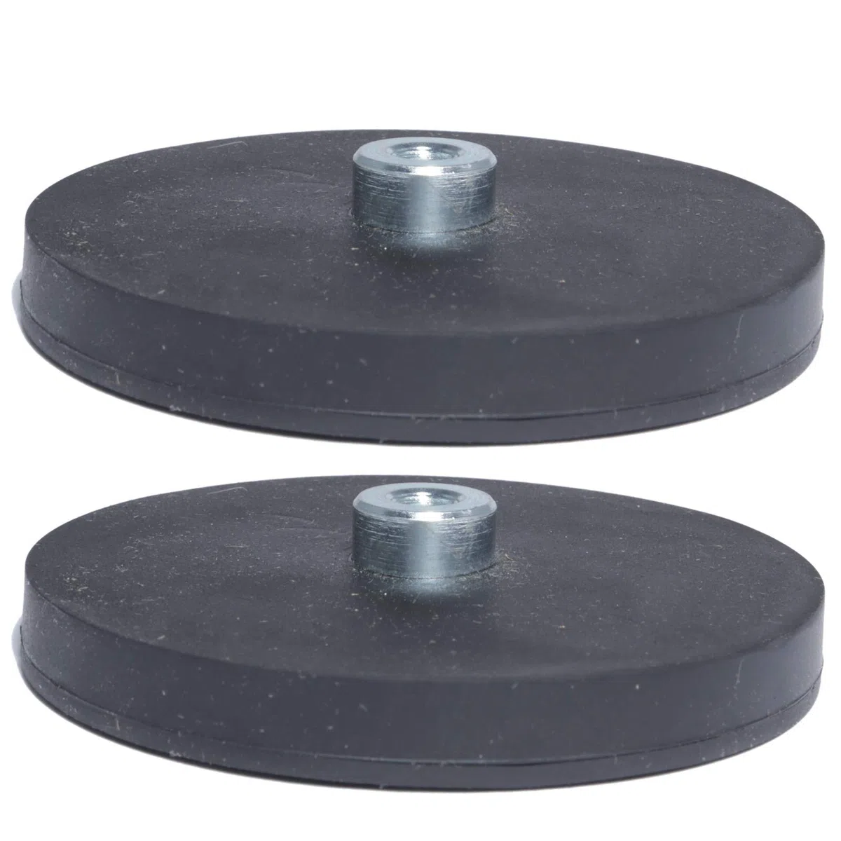 2x Neodym Magnete Gummiert Ø 88mm Mit M8 Außengewinde 55 KG Zugkraft Flachgreifer Magnet Scheibe Topfmagnet Gummi Runde Magnete mit Gewinde für Schrauben Öse oder Haken