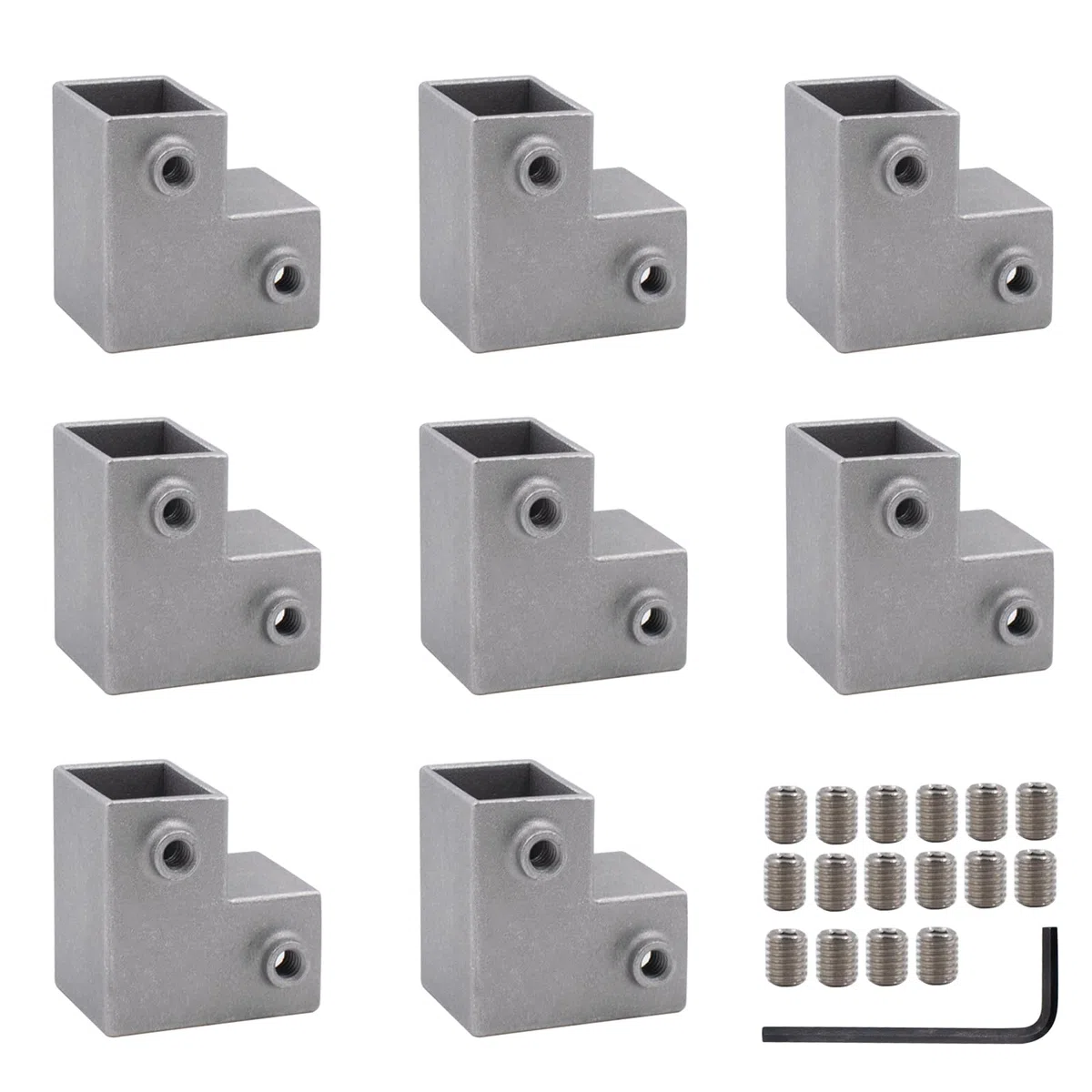 8 Stück Vierkantrohr Verbindungsstück aus Aluminiumlegierung L-förmige 2-Wege Vierkantrohr für 25x25mm Rohranschluss