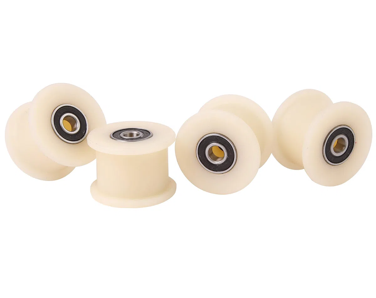 4 Stück Nylon Gurtspanner 45 mm Ø 25 mm Nut 8 mm Lager exakt in der EU gefertigt (45-25-8)