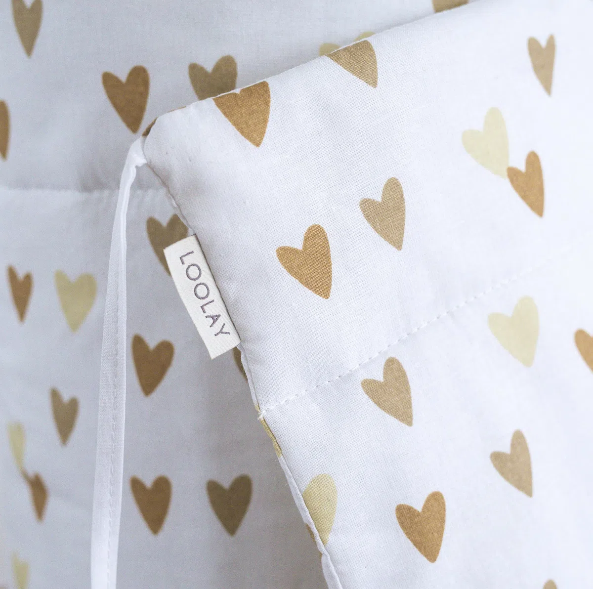 LOOLAY BEIGE BRAUN Herz Herzchen 420, 360, 210, 180 x 30 cm für 140 x 70 oder 120 x 60 cm Baumwolle Netzstoff Handmade - PASST NUR ZU DEN ANGEGEBENEN GRÖSSEN ! (360 cm)