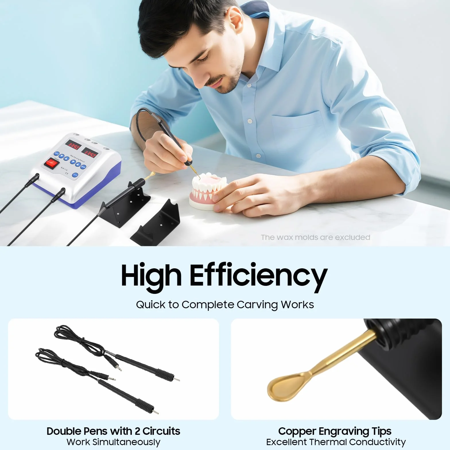 Digital Elektrisch Waxer Maschine mit 6 Tips Wachs Modellier Gerät Wachsmesser Dental 20W Digitaler Elektrischer Wachs Maschine, 2A, AC240V 50/60HZ