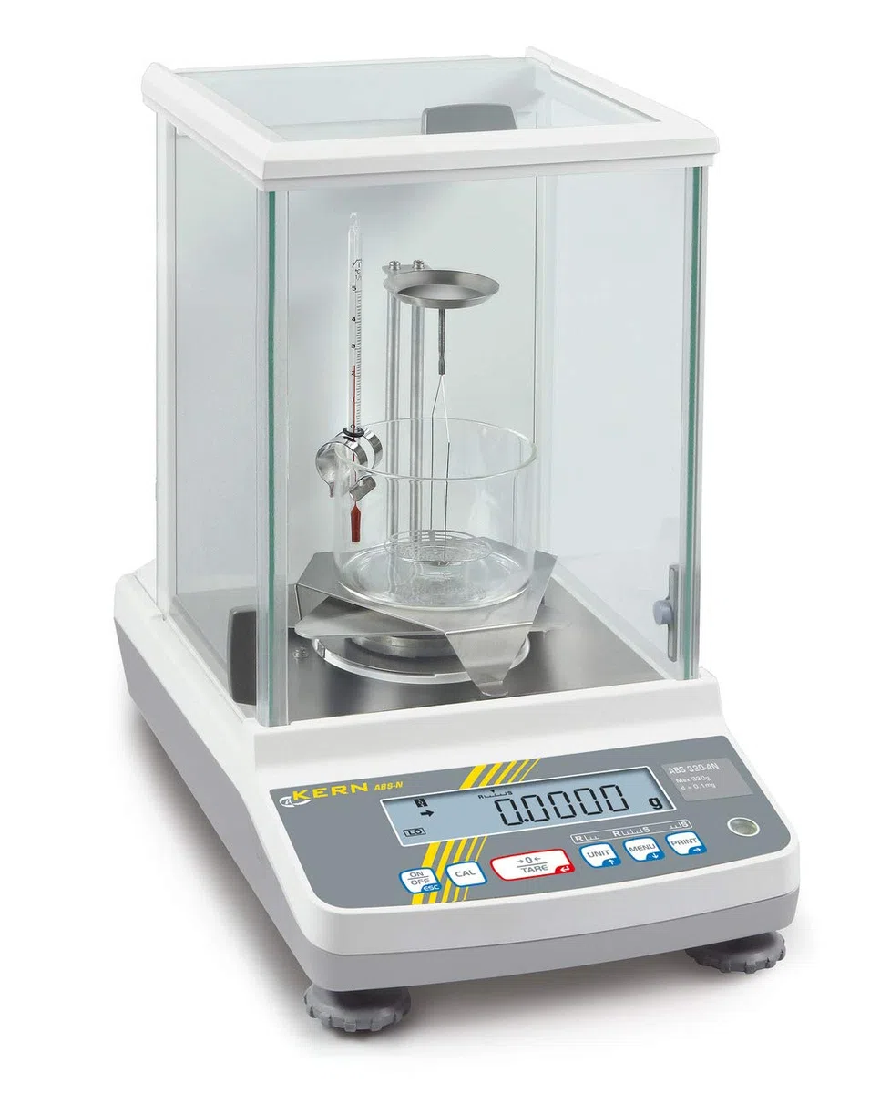 KERN Analysenwaage ABS 220-4N (mit Single-Cell Wiegesystem, mit Arbeitsschutzhaube, Automatischer Daten-Output, Ablesbarkeit 0,0001 g, Einbereichswaage, Digitale Waage) ABS 220-4N