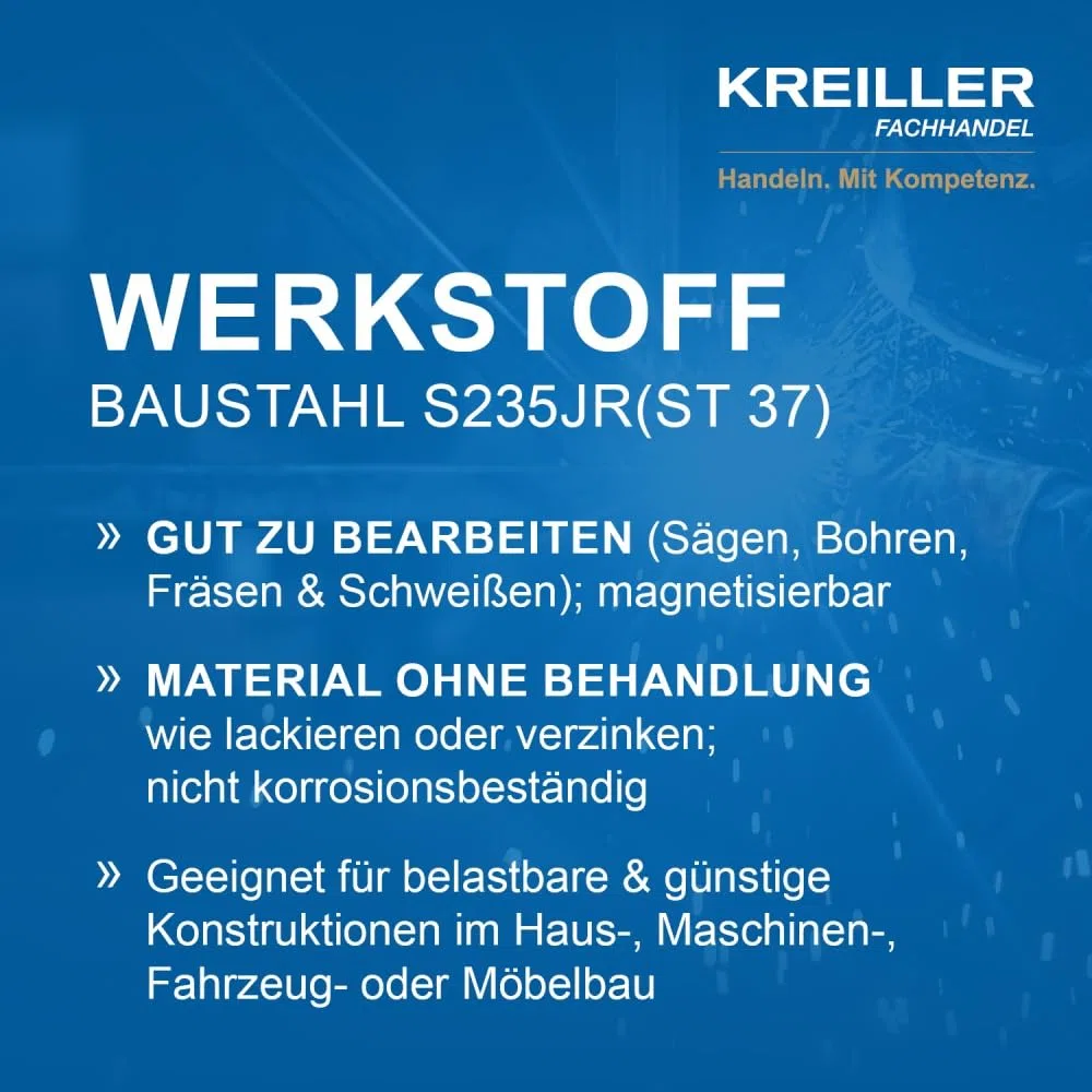 Stahl Rechteckrohr Rohstahl MaterialType Stahl - 2m, Größe 60 x 40 x 3 mm