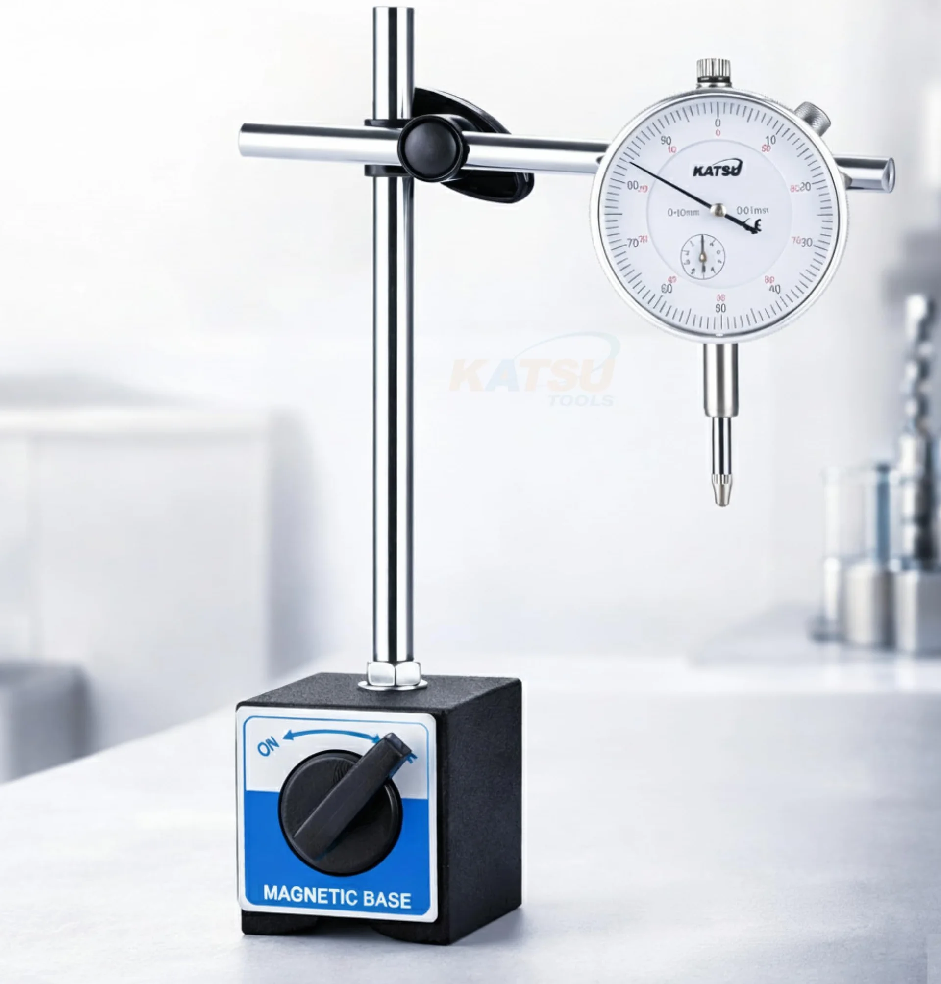 KATSU Tools Messuhr DTI 0-10mm Mit Magnetfuß 40111963