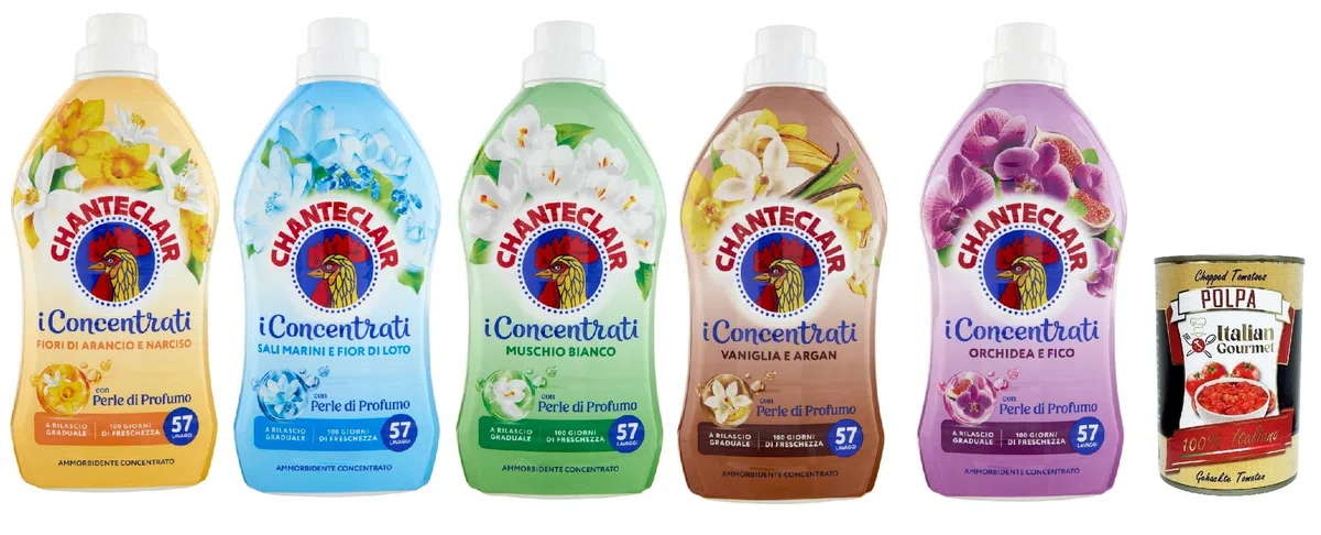 CHANTECLAIR i Concentrati Ammorbidente Testpaket, Weichspüler Test set 5x 1000ml lang anhaltender Duft 57 Wäschen Waschmittel + Itlaian Gourmet polpa 400g