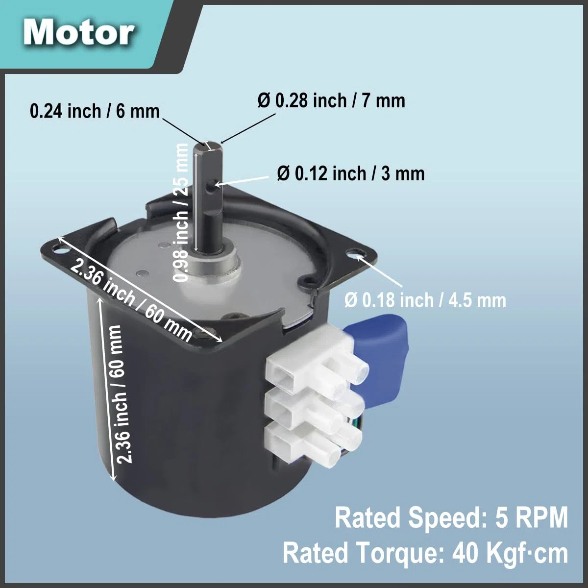 60KTYZ Synchronmotor 5RPM AC 220V CW/CCW Rotierender Getriebe-Schüttel-Permanentmagnetmotor mit Halterung, 3-Positionsschalter, Federdraht, für Elektrogeräte/Stufenlampe/Automation/DIY/Test